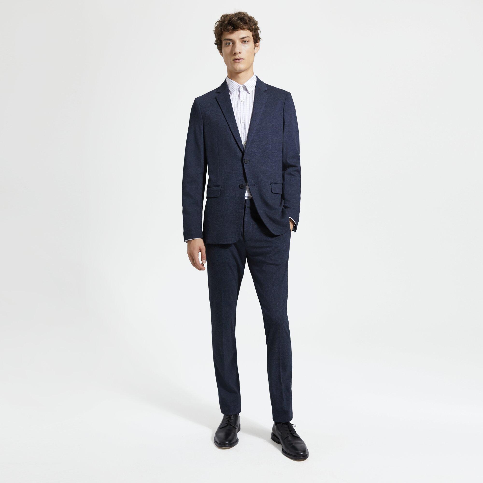 Unstructured Suit Jacket in Marled Ponté
