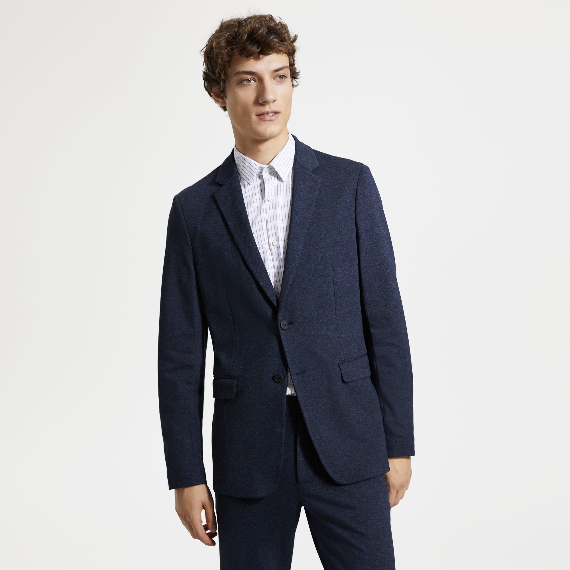 Unstructured Suit Jacket in Marled Ponté