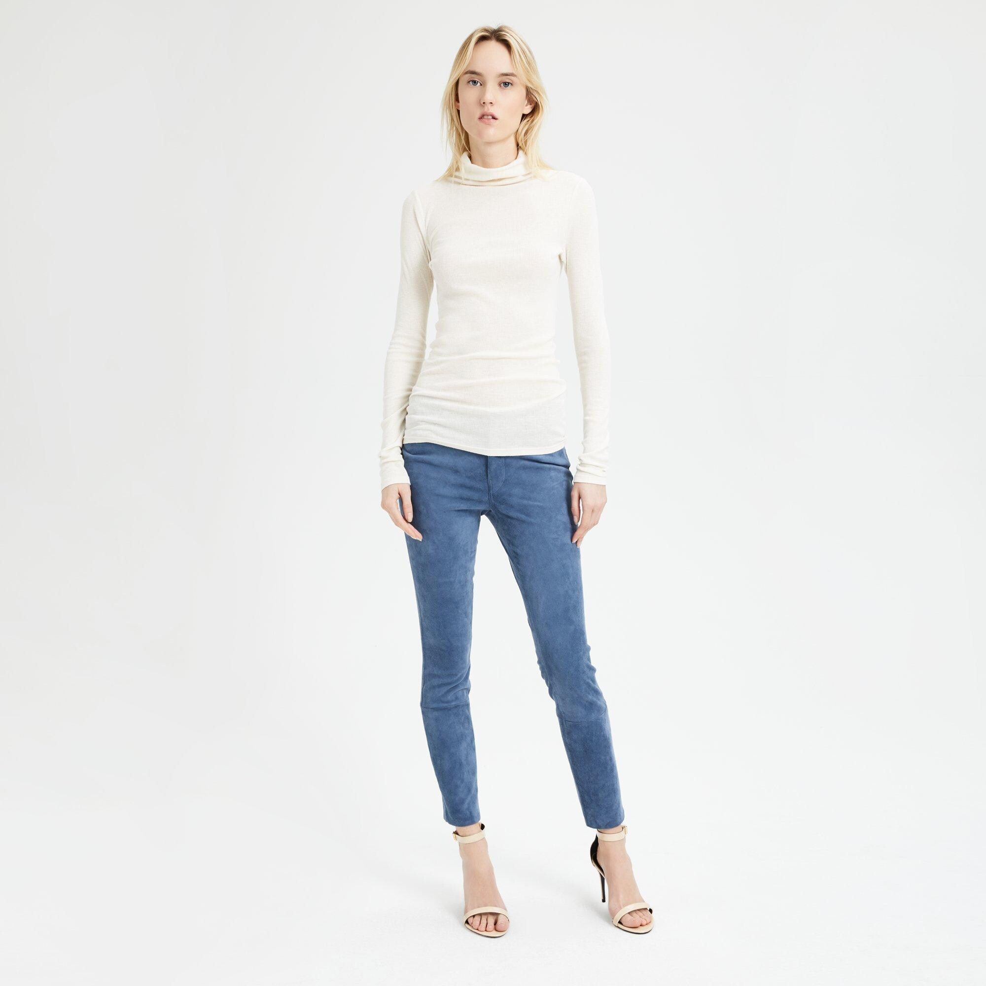 NEW NWT Size popular Large Womens Slim-Fit Ribbed Mock Sweater in Cream Theory I0824513