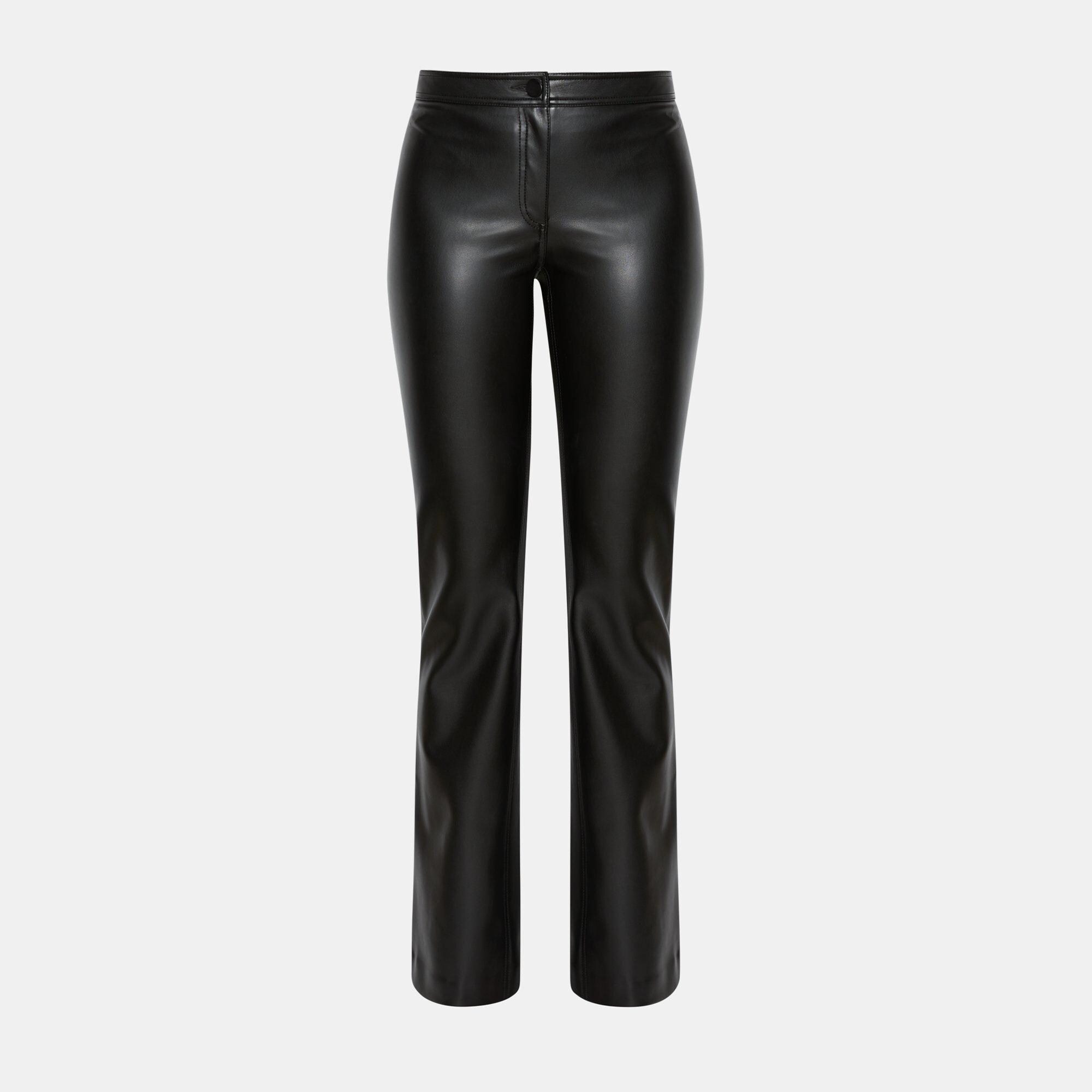 Faux Leather Casual Flare Pant