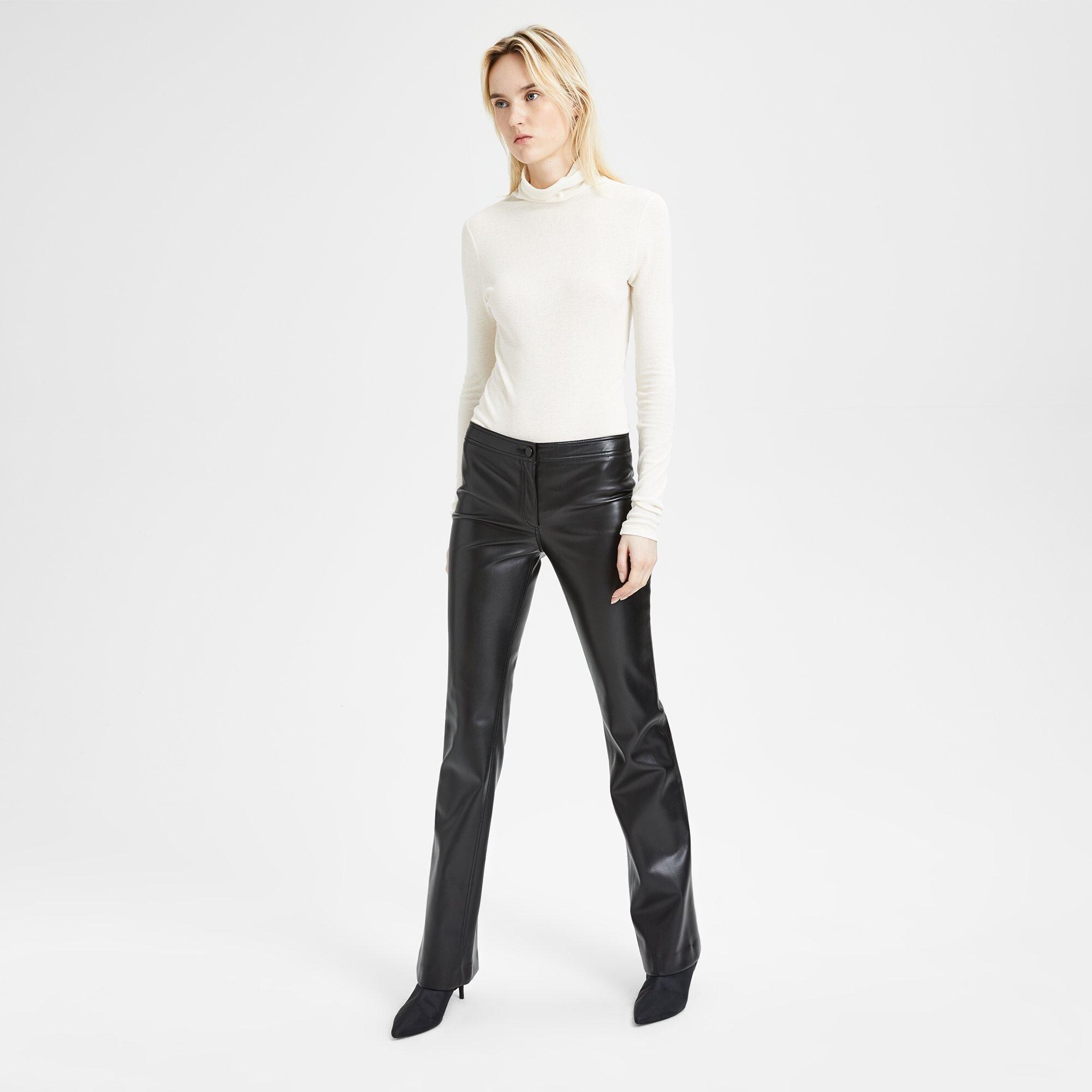Faux Leather Casual Flare Pant
