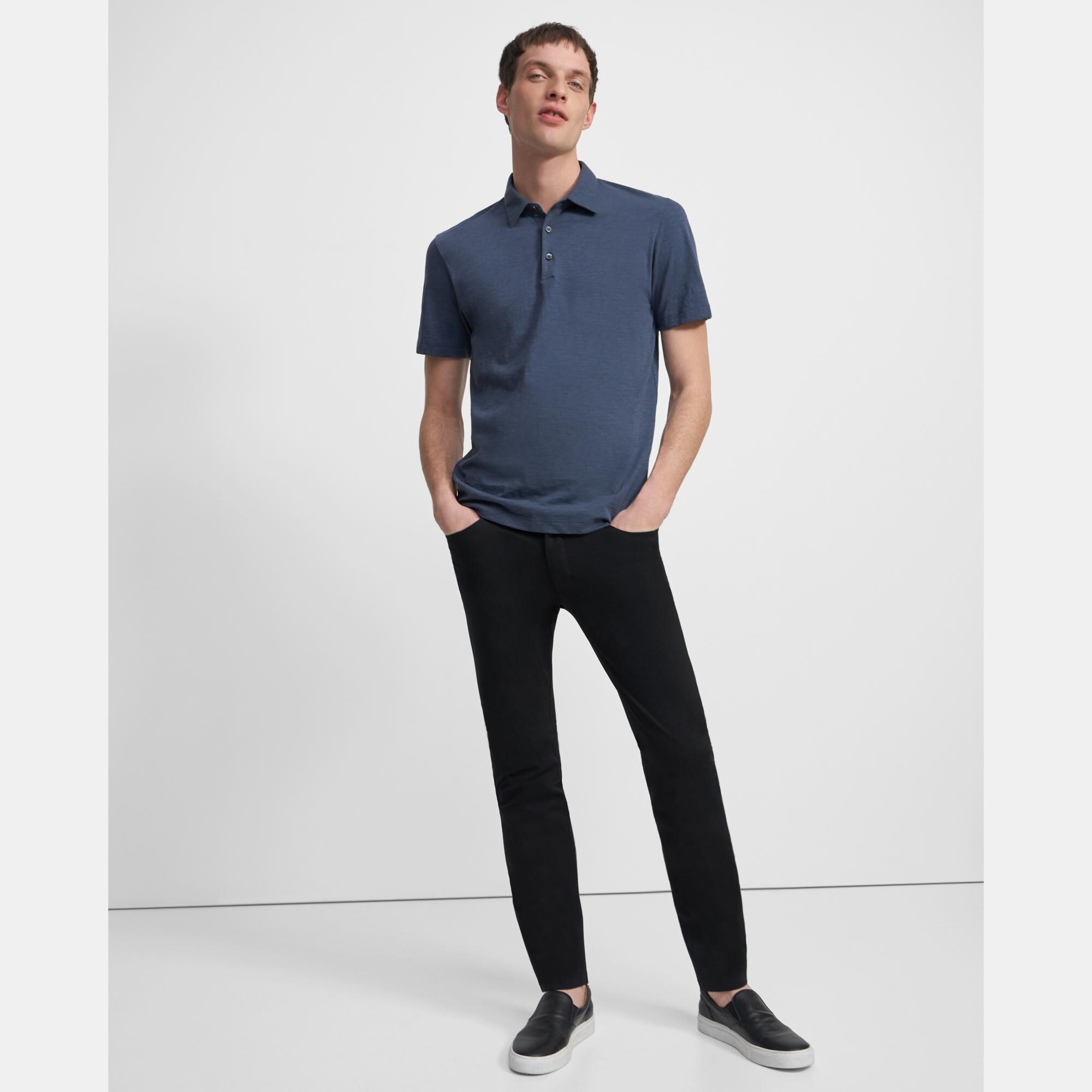 Black Compact Ponte Tech Slim-Fit Five-Pocket Pant | Theory