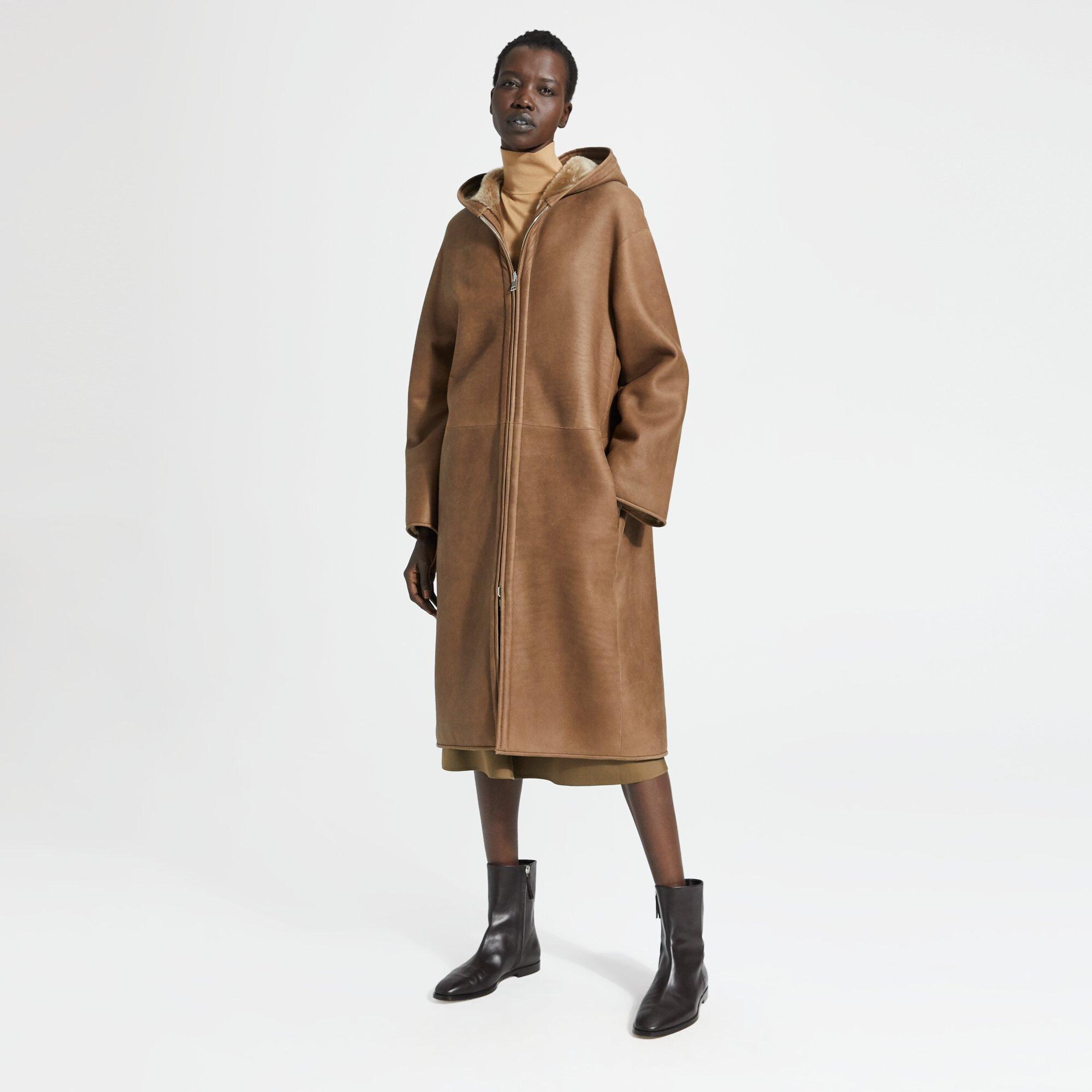 Theory reversible shop shearling coat