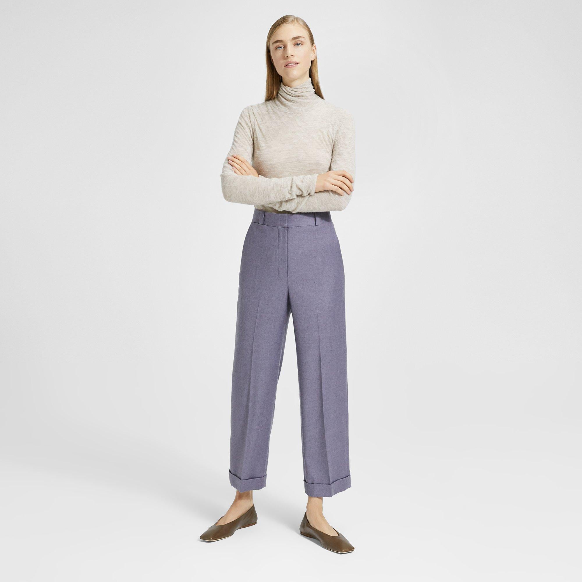 Theory Official Site | Sleek Flannel Straight Cuff Pant