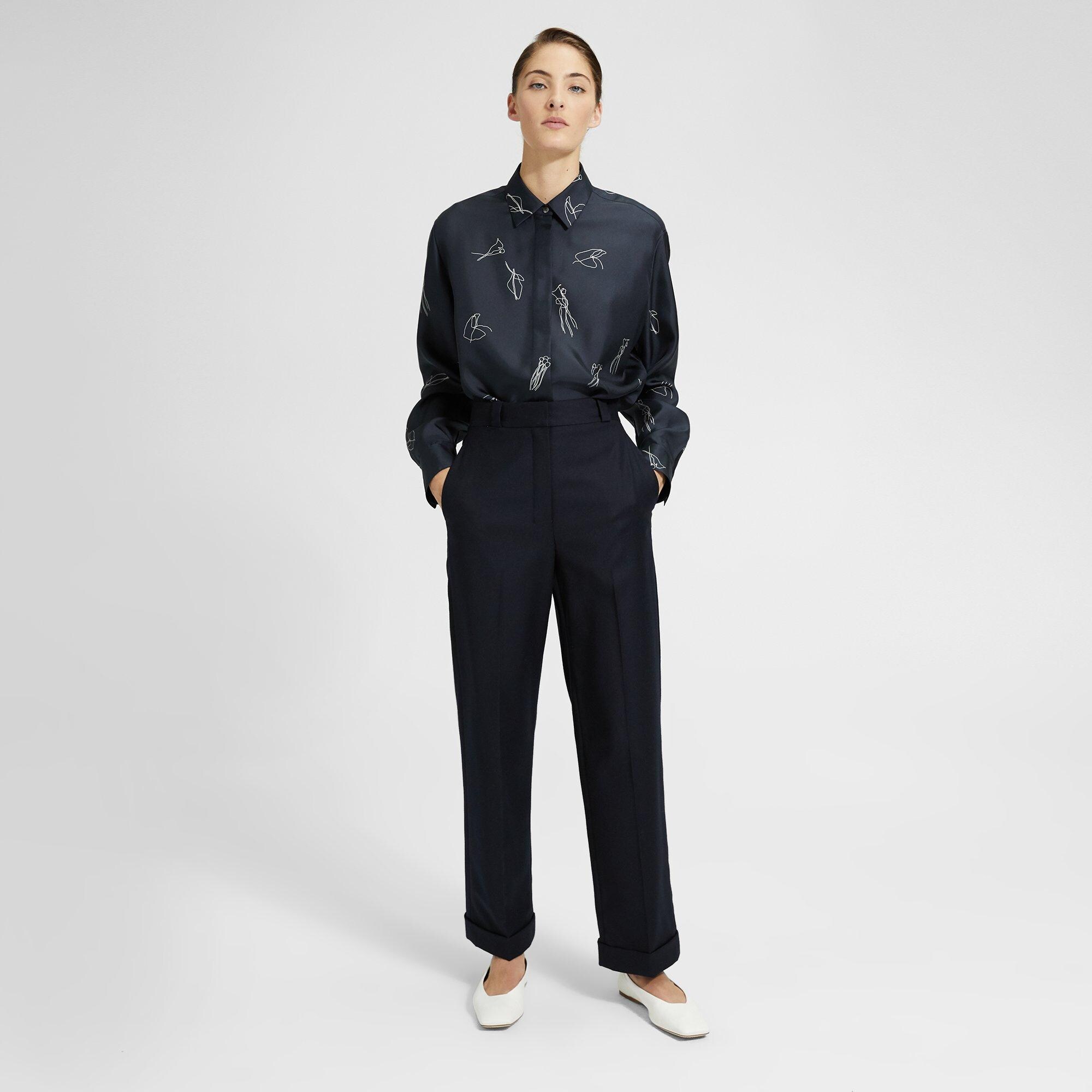 Sleek Flannel Straight Cuff Pant