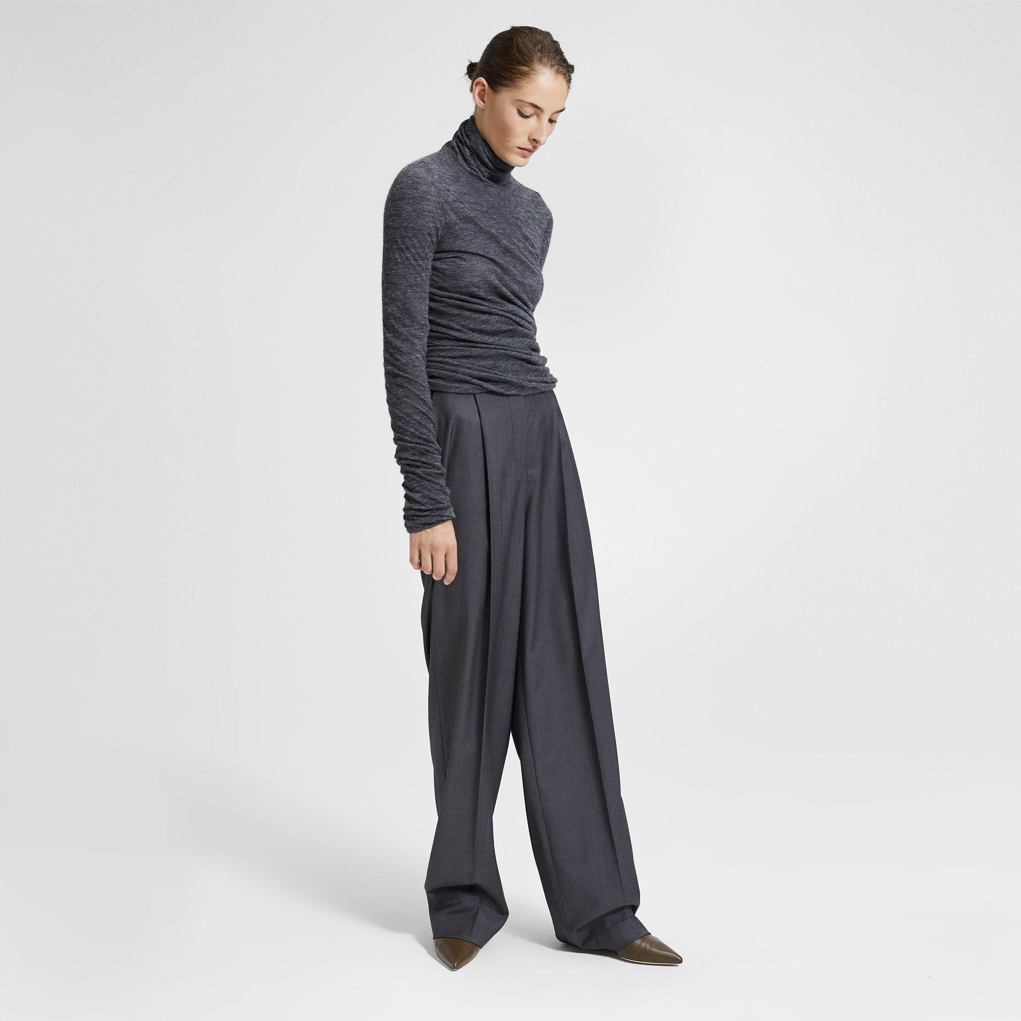 Theory Official Site | Sleek Wool Pleated Trouser