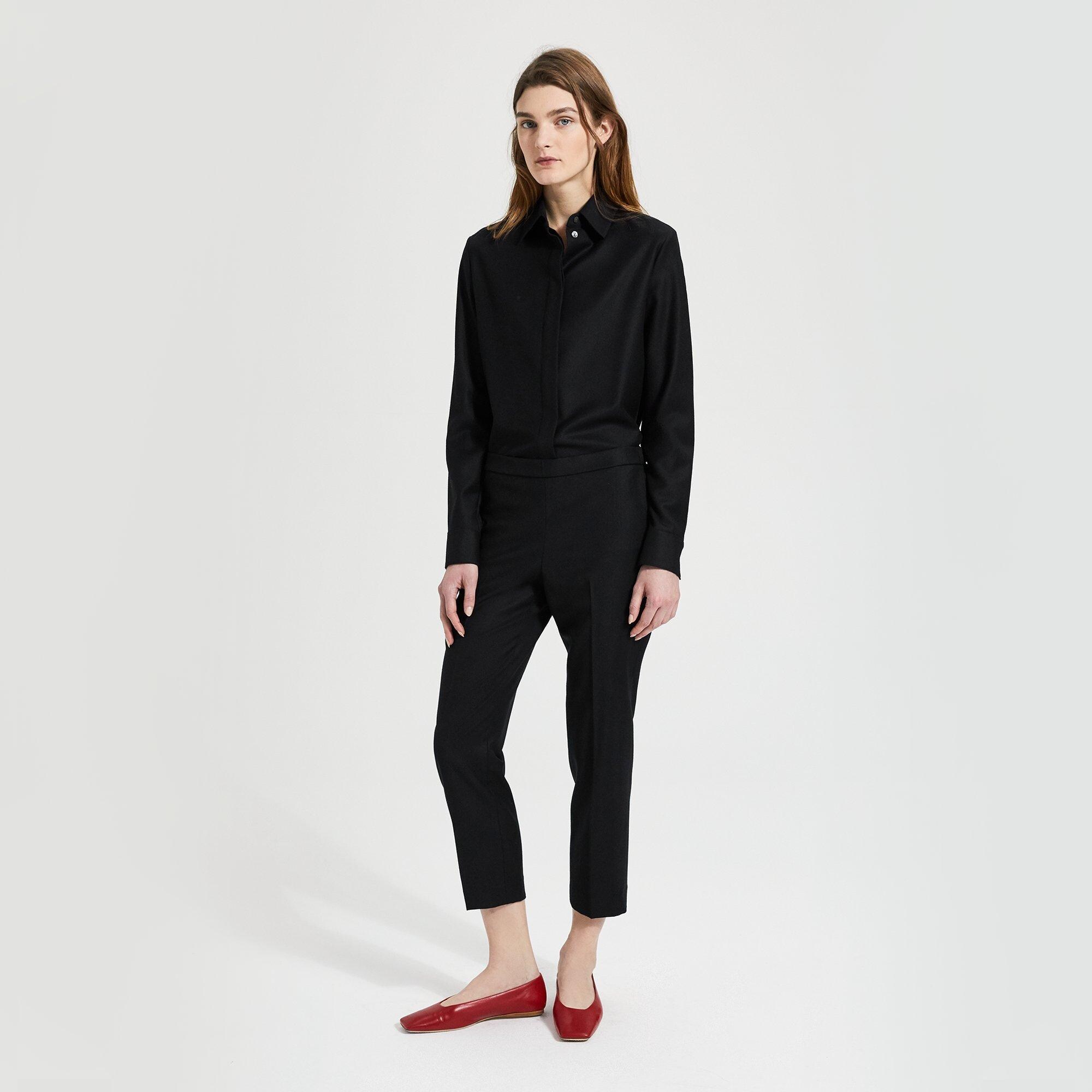 Theory Demitria High-Waist Pant in Sleek Flannel - ShopStyle