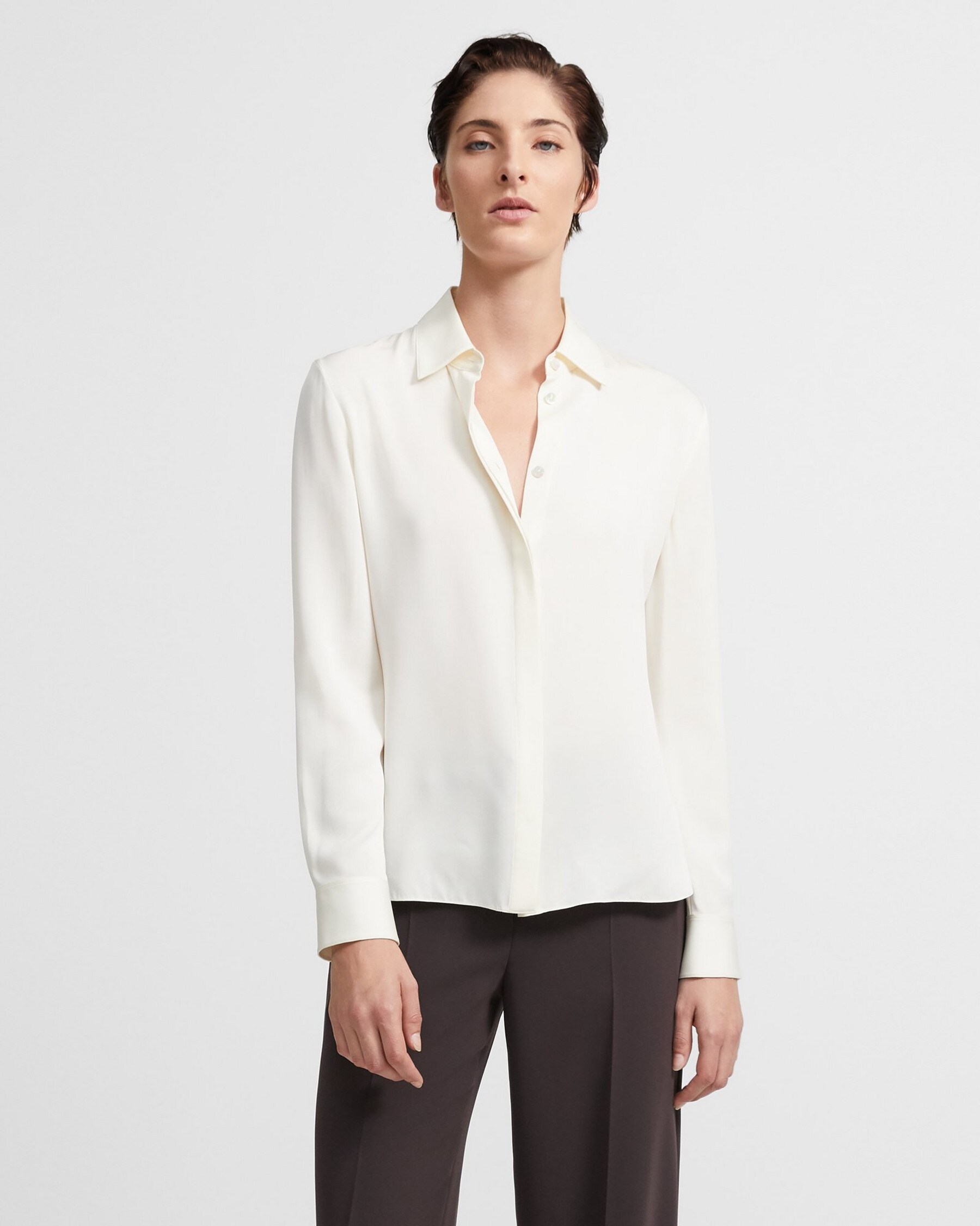 Fitted Shirt in Stretch Silk | Theory