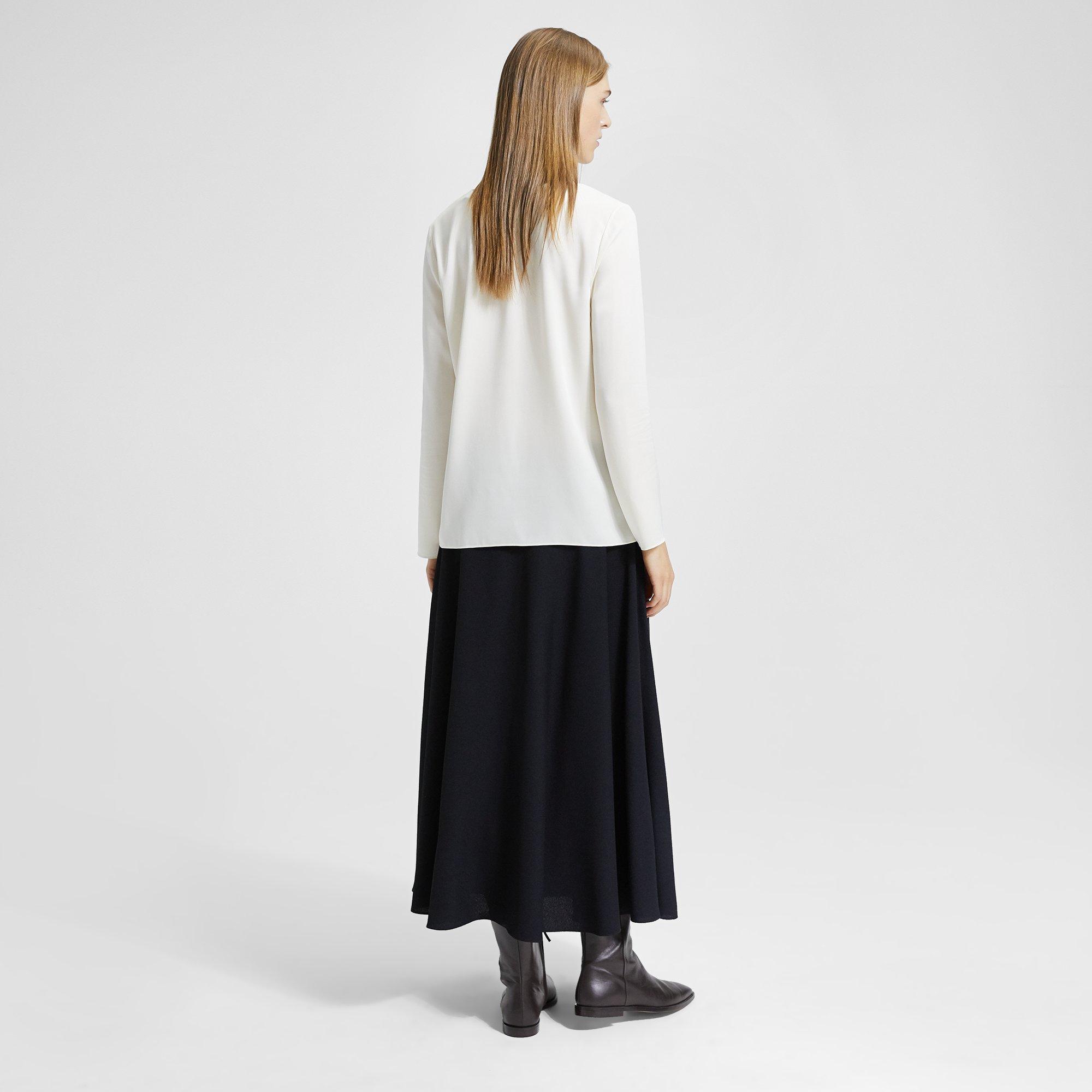 Textured Cady Long Full Skirt