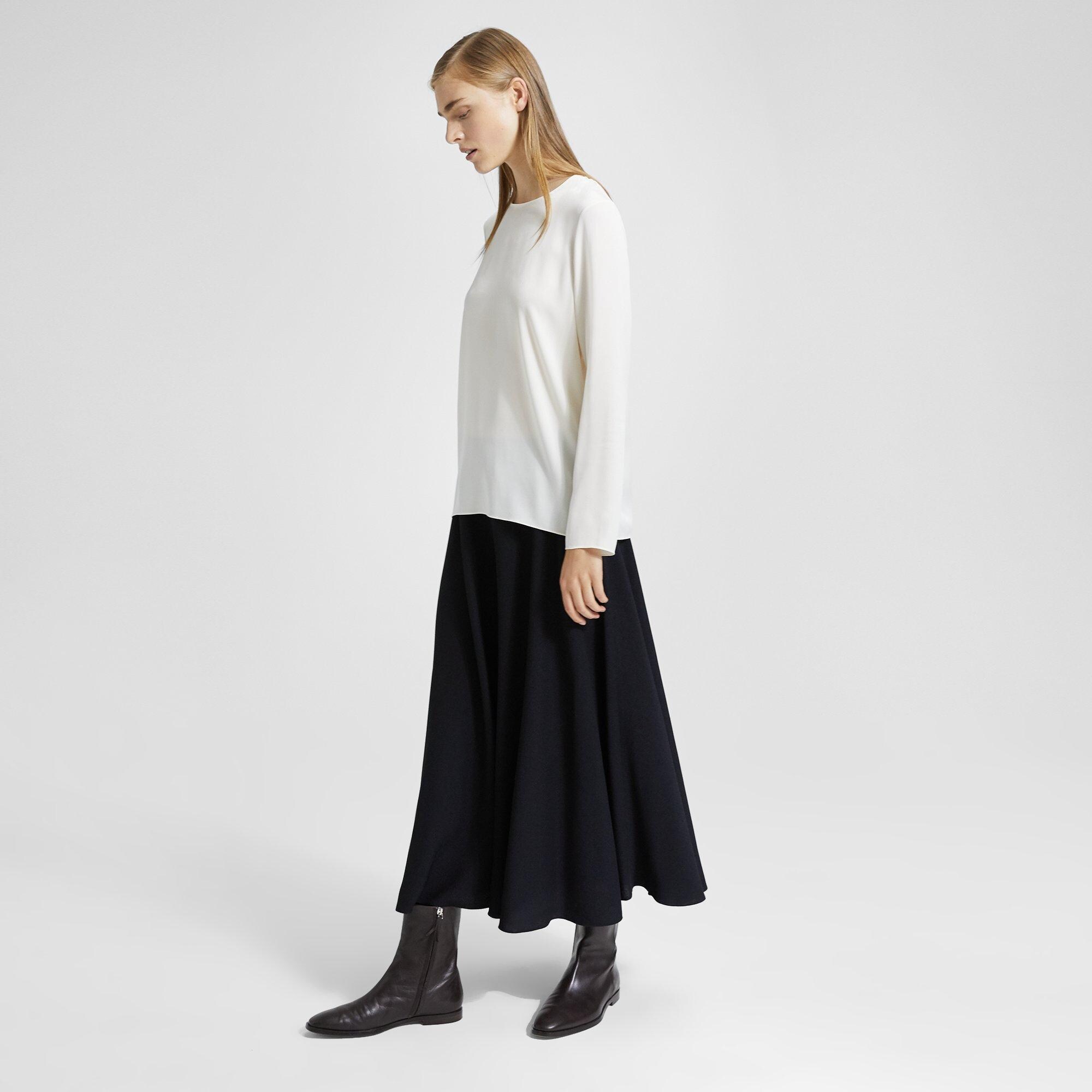 Textured Cady Long Full Skirt