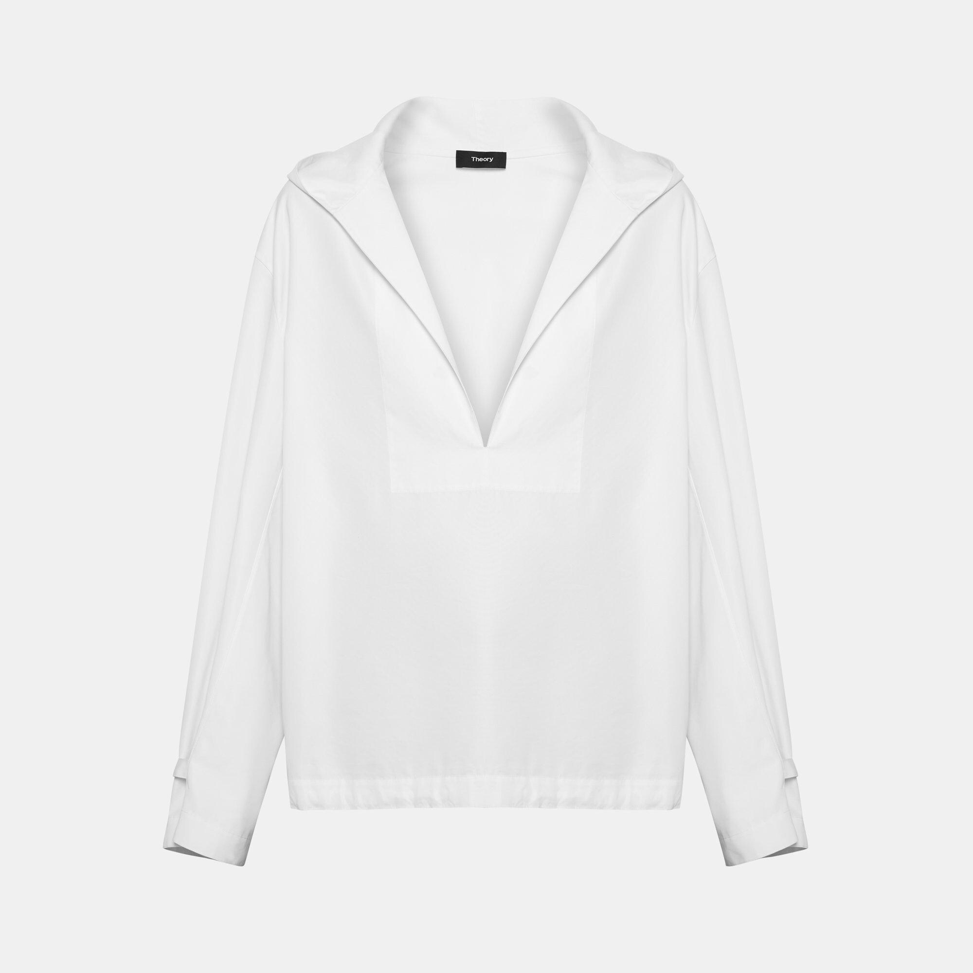 Cotton-Silk Hooded Pullover