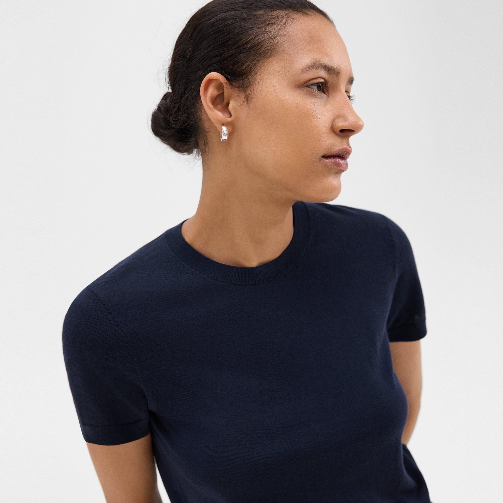 Blue Regal Wool Short-Sleeve Sweater | Theory