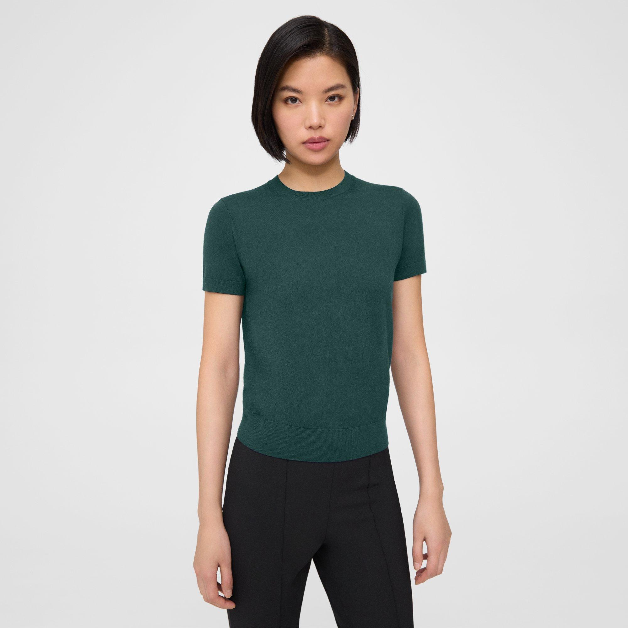 Theory Short-Sleeve Sweater in Regal Wool