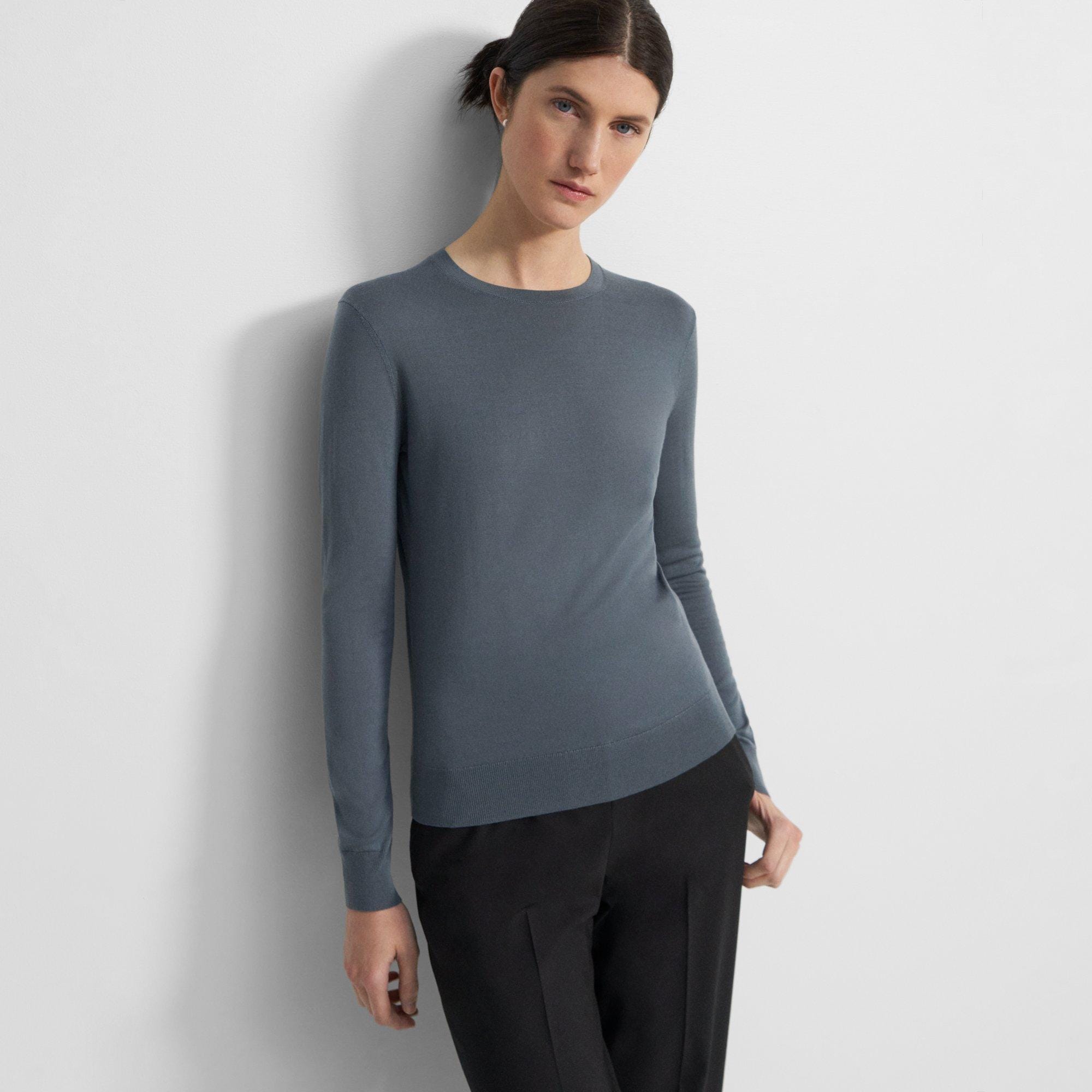 Blue Regal Wool Crewneck Sweater | Theory