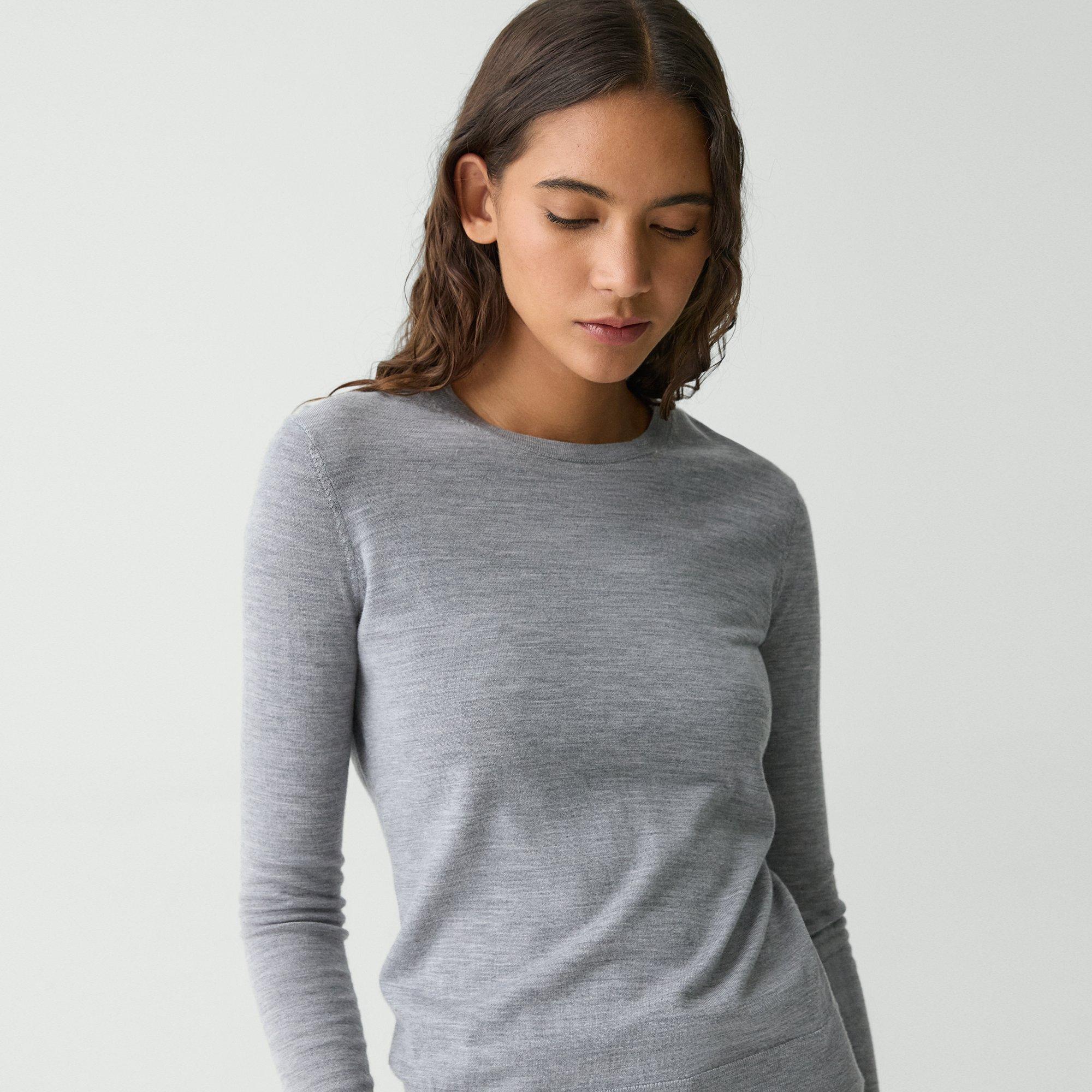 Grey Regal Wool Crewneck Sweater | Theory