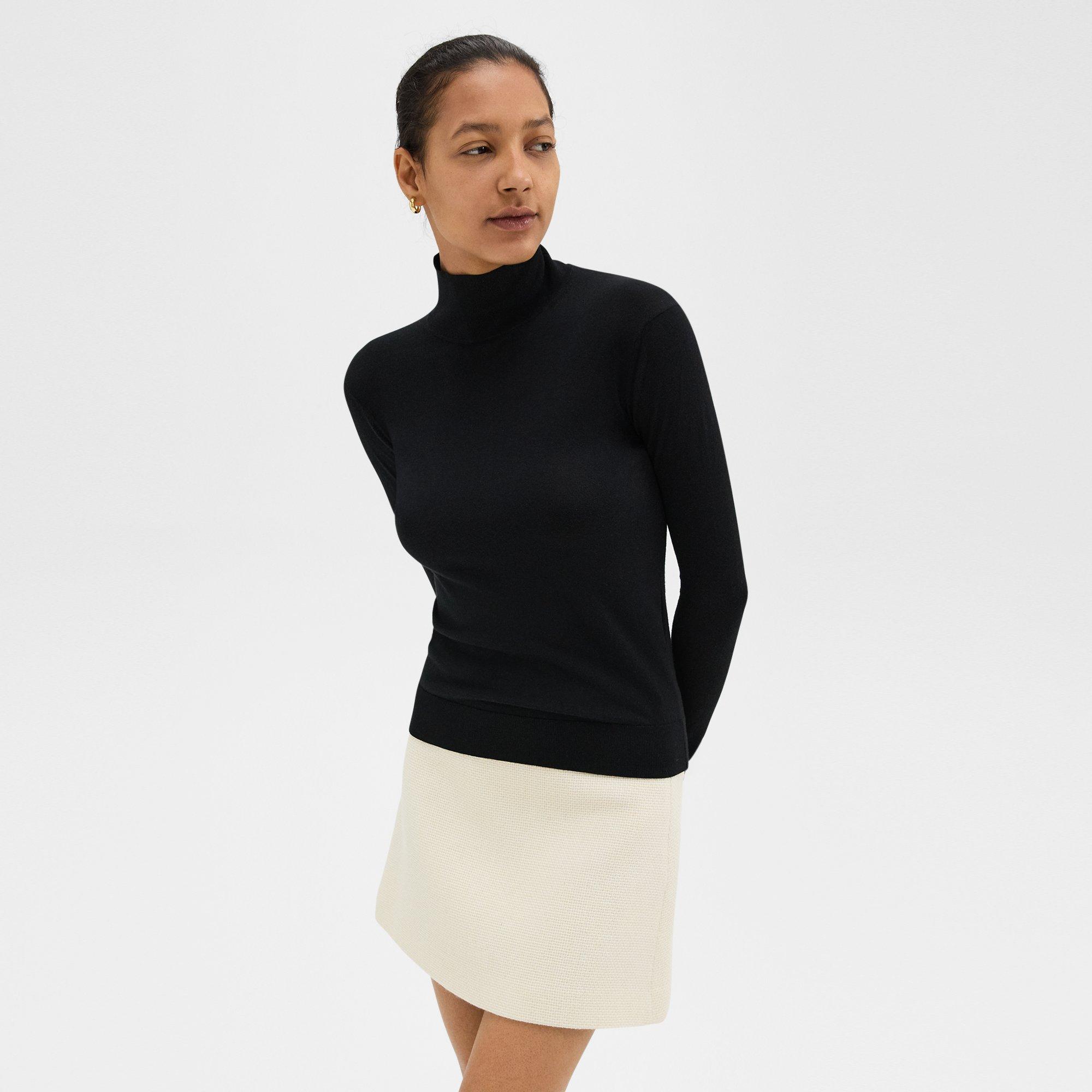 Black Regal Wool Turtleneck Sweater | Theory