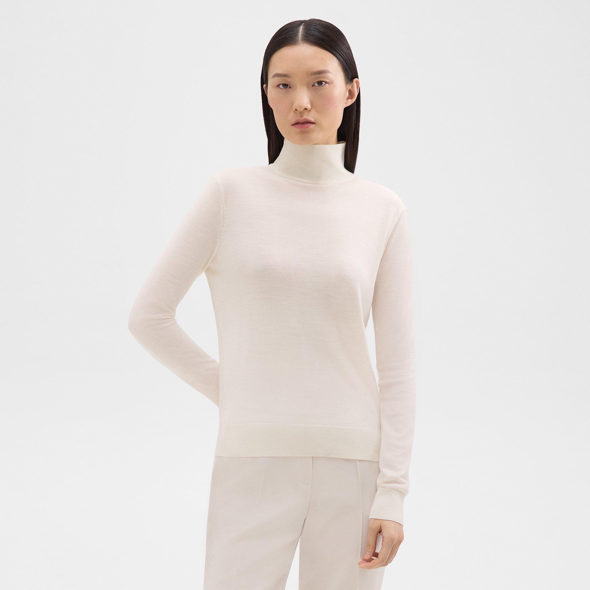 White Regal Wool Turtleneck Sweater | Theory