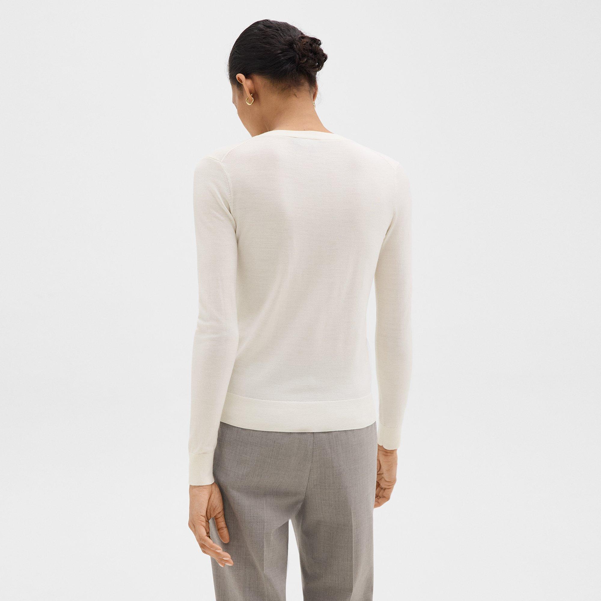 White Regal Wool V-Neck Cardigan | Theory