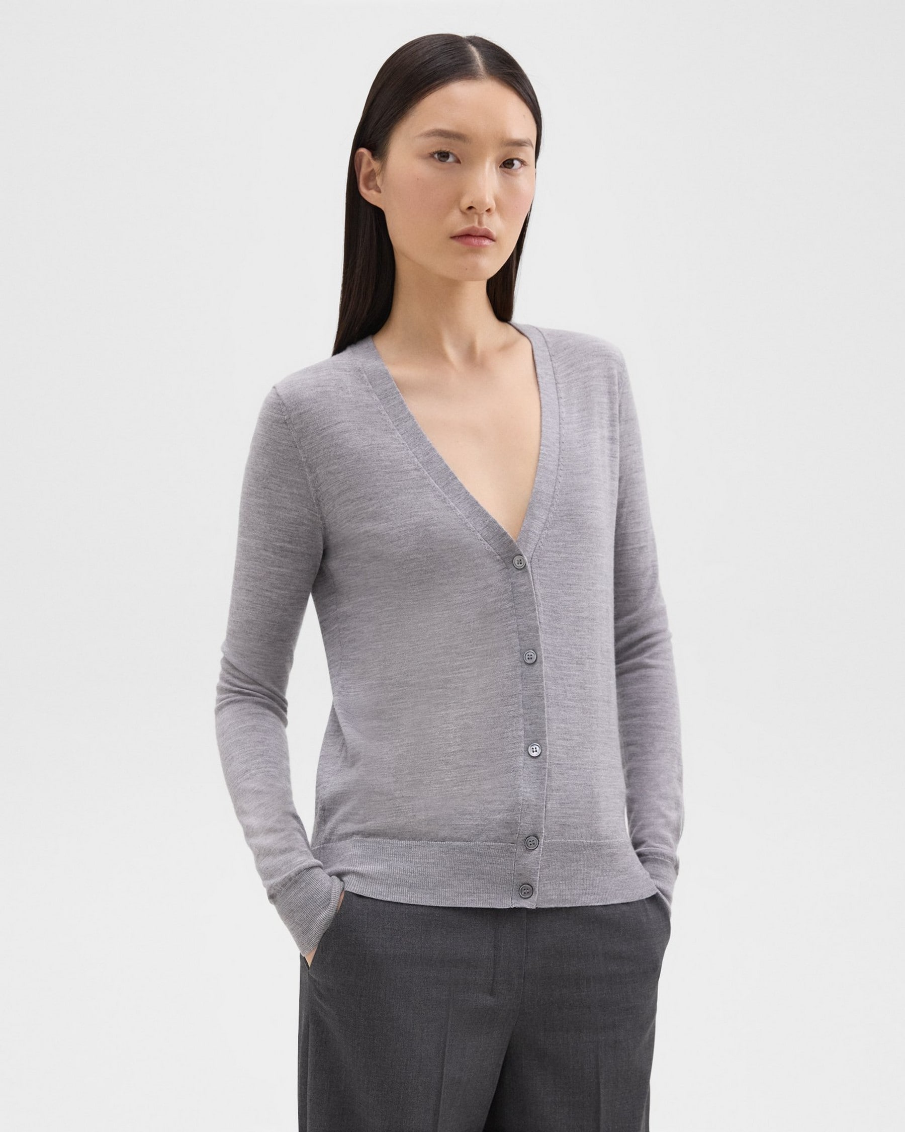 Theory V-Neck Cardigan in Regal Wool