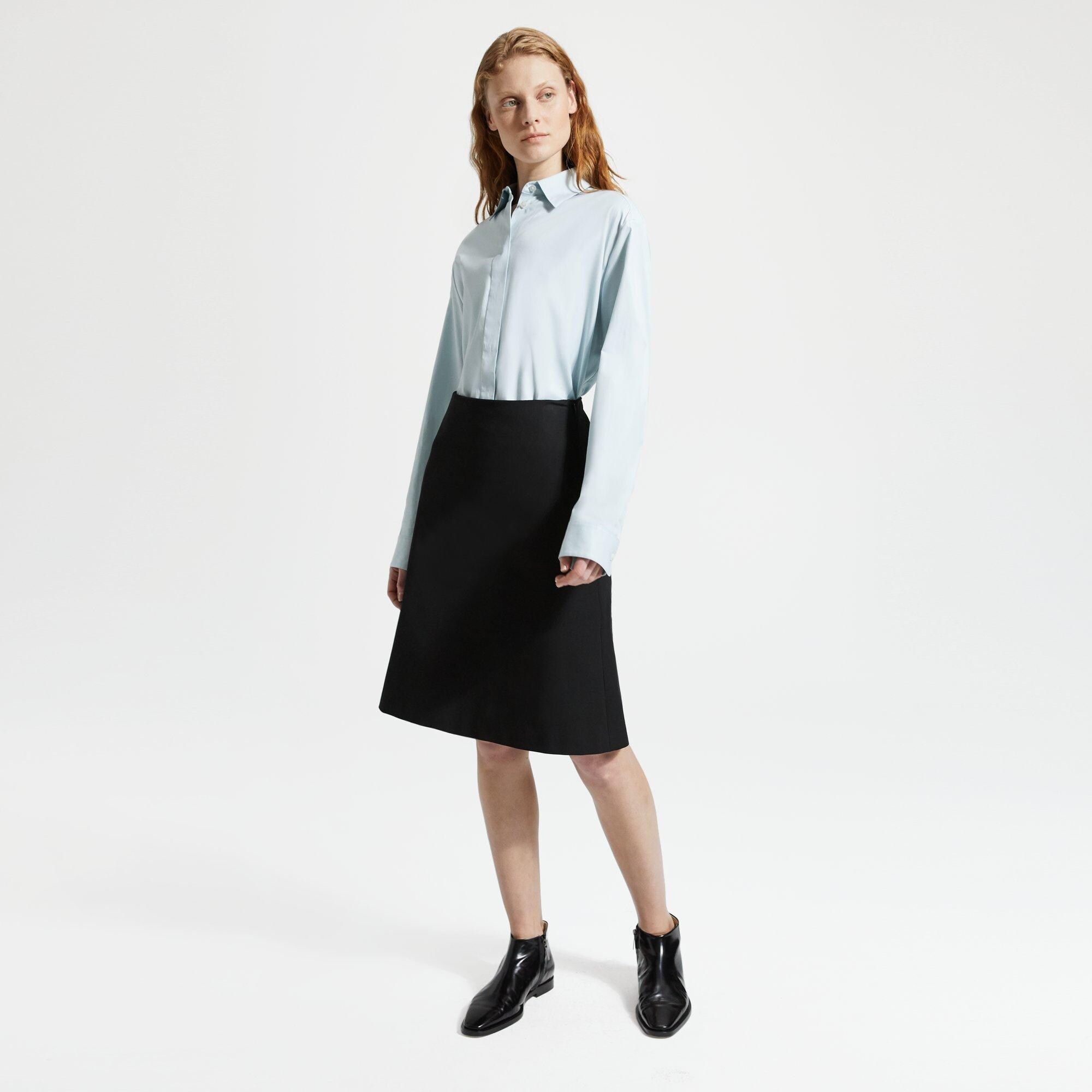 Double Stretch Cotton Easy Midi Skirt
