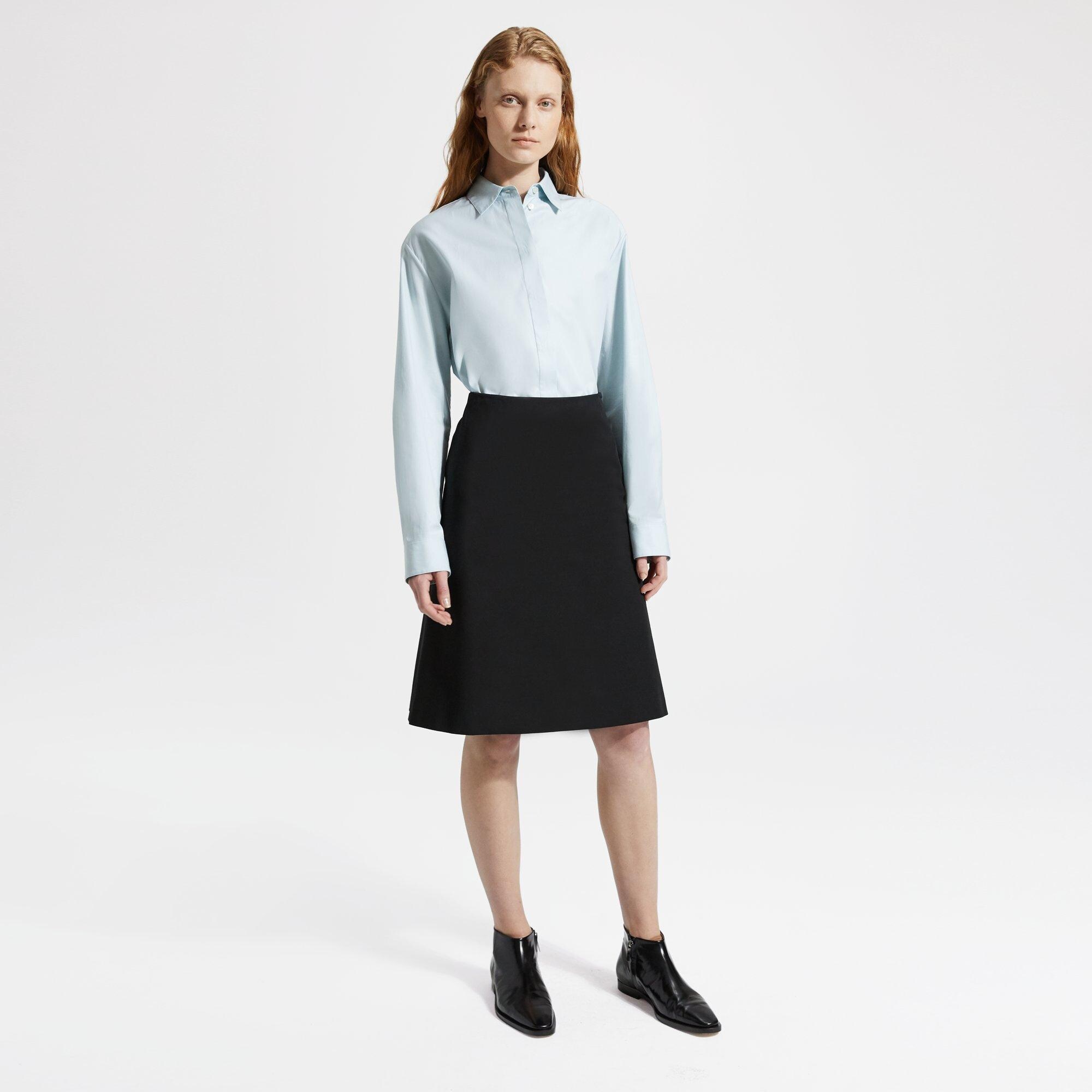 Double Stretch Cotton Easy Midi Skirt