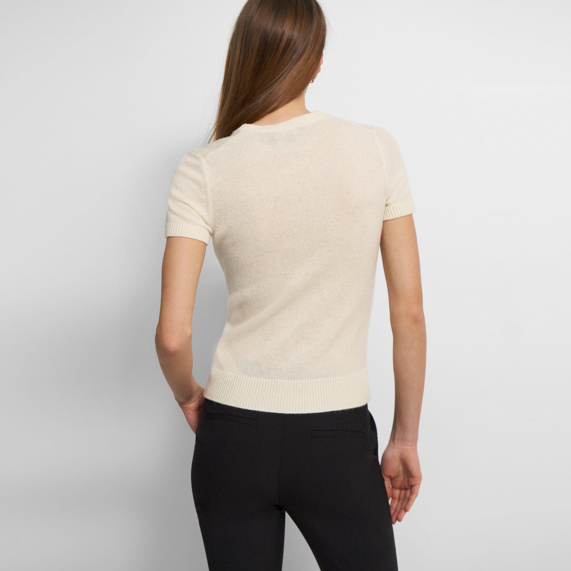 Basic Pullover-T-Shirt aus federleichtem Kaschmir