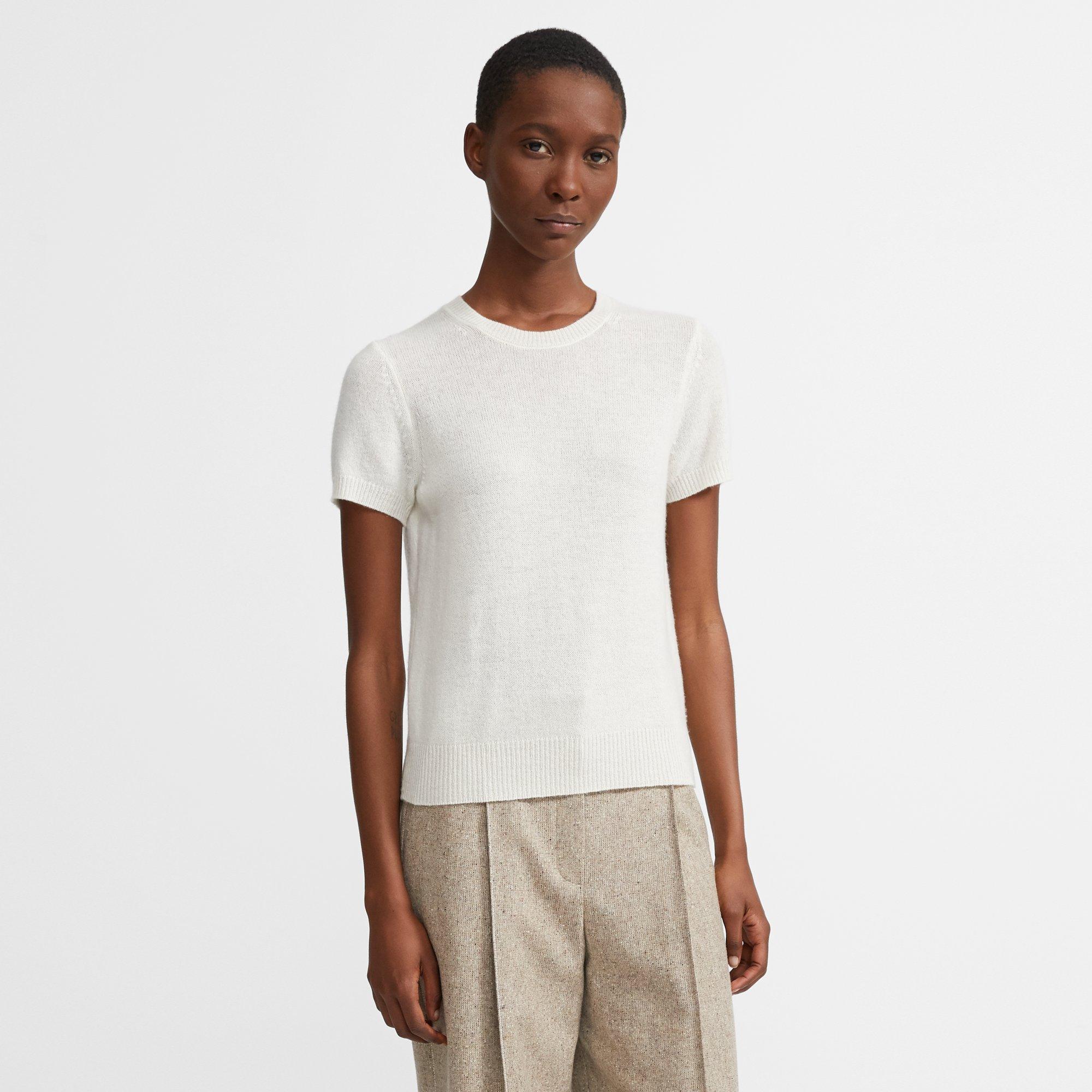 Short-Sleeve Sweater in Feather Cashmere