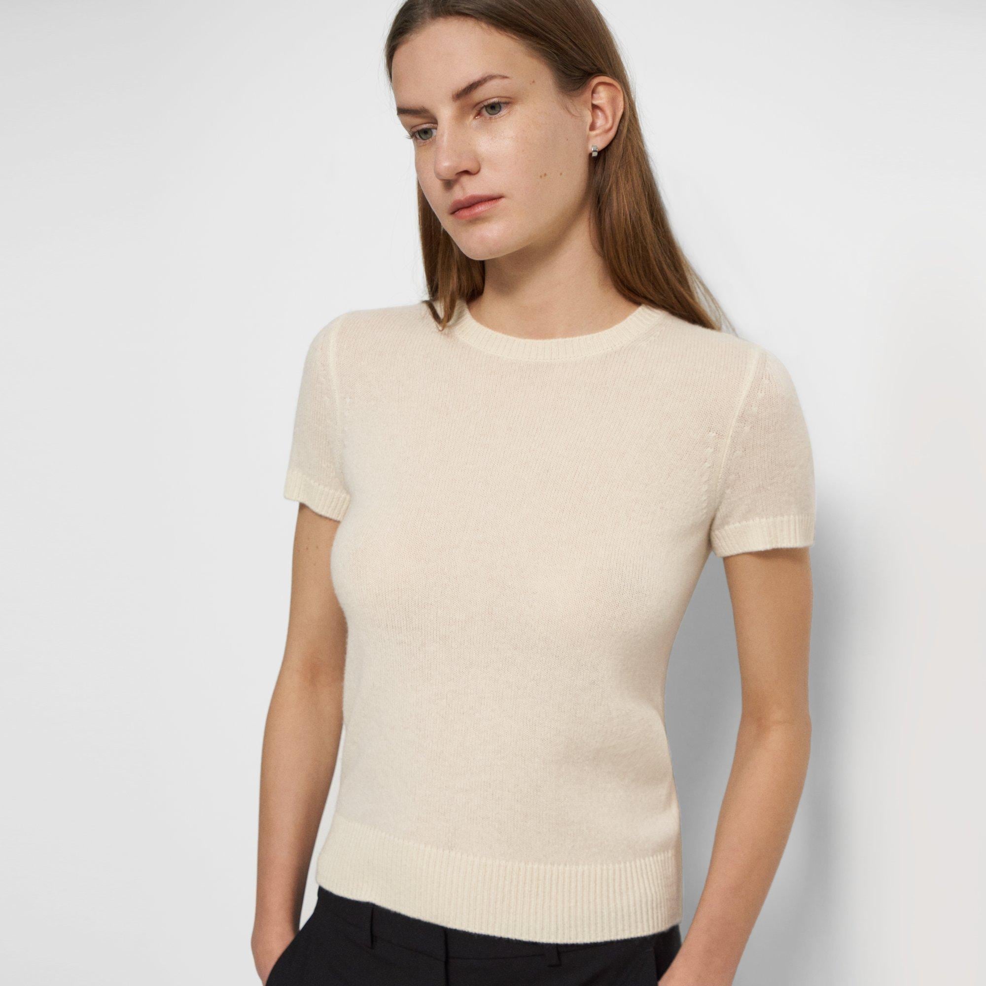 Basic Pullover-T-Shirt aus federleichtem Kaschmir