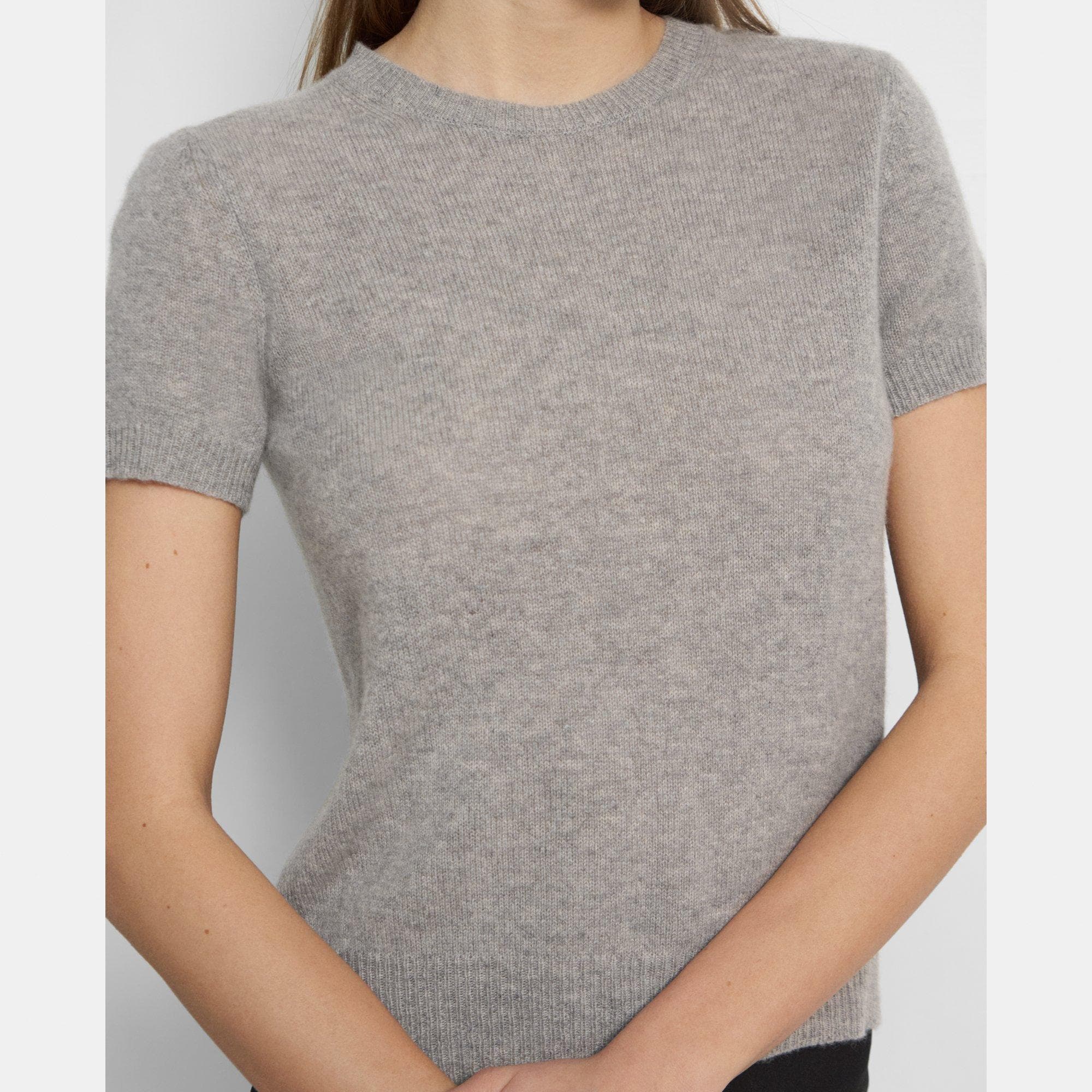 Short-Sleeve Sweater in Feather Cashmere