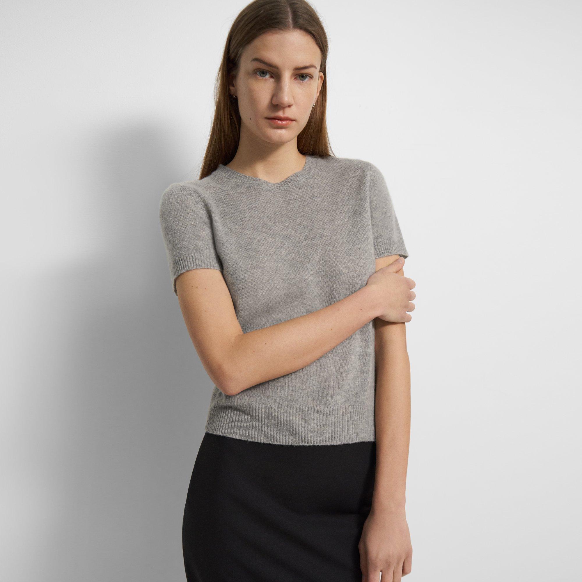 Short-Sleeve Sweater in Feather Cashmere