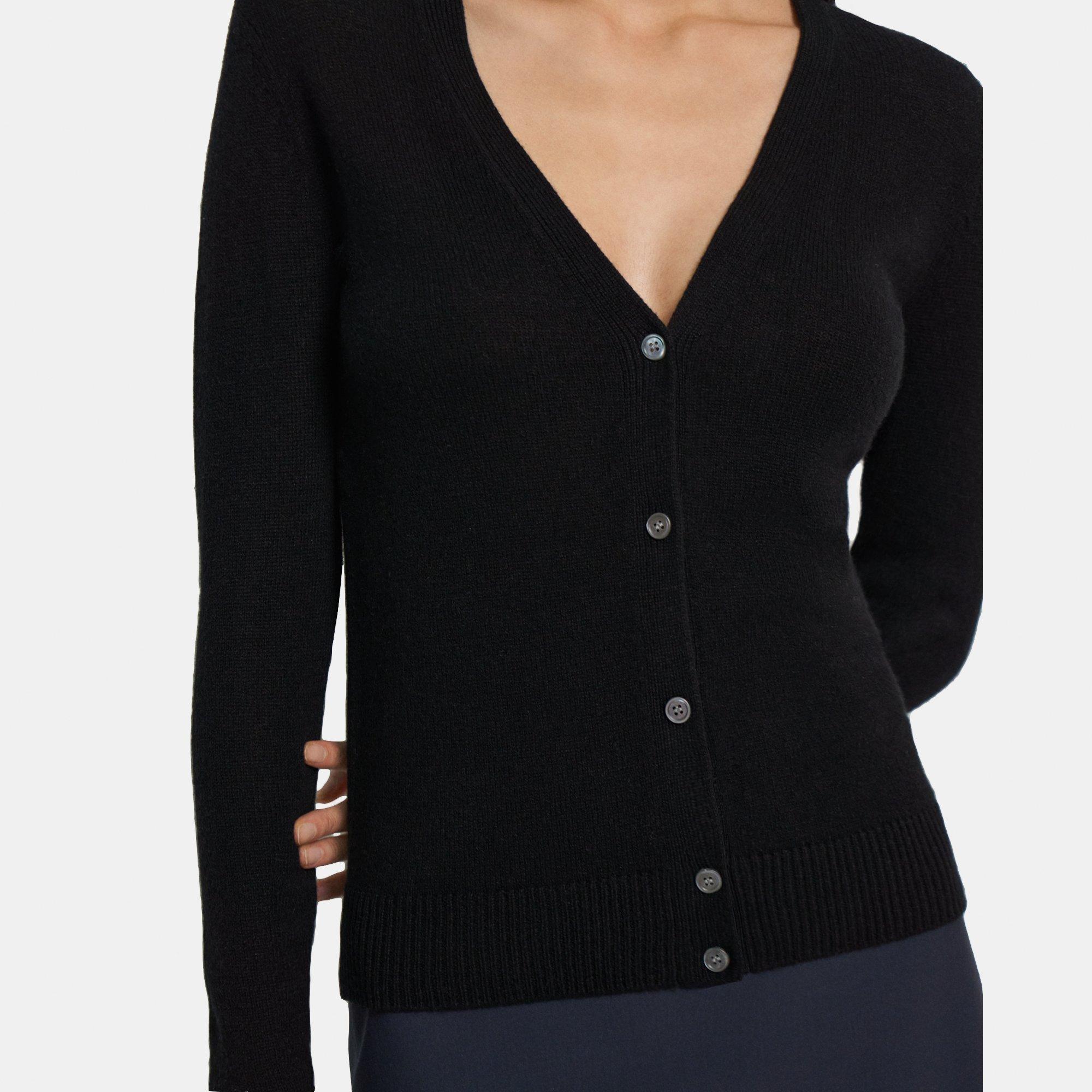 V-Neck Cardigan in Feather Cashmere