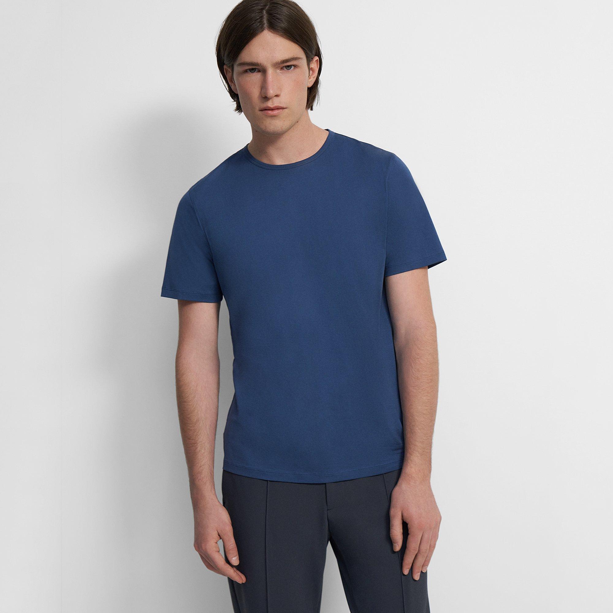 Blue Luxe Cotton Jersey Relaxed Tee | Theory Outlet