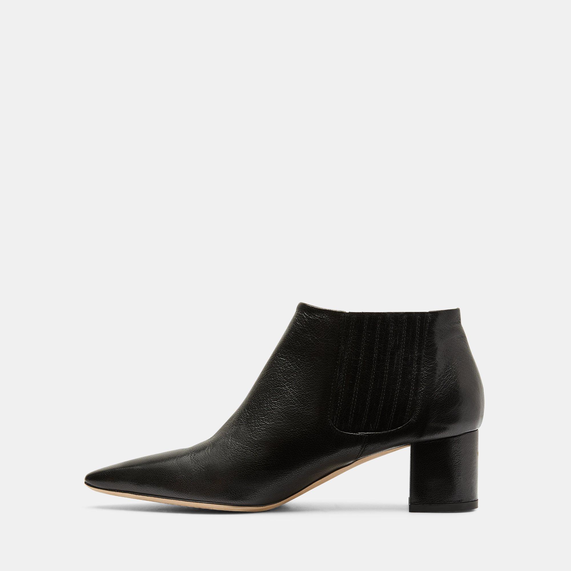 Mid Heel Bootie in Leather