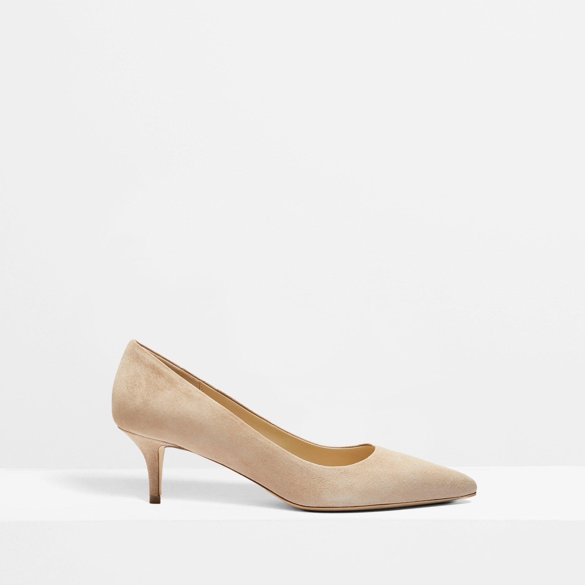 Beige suede pointed store heels