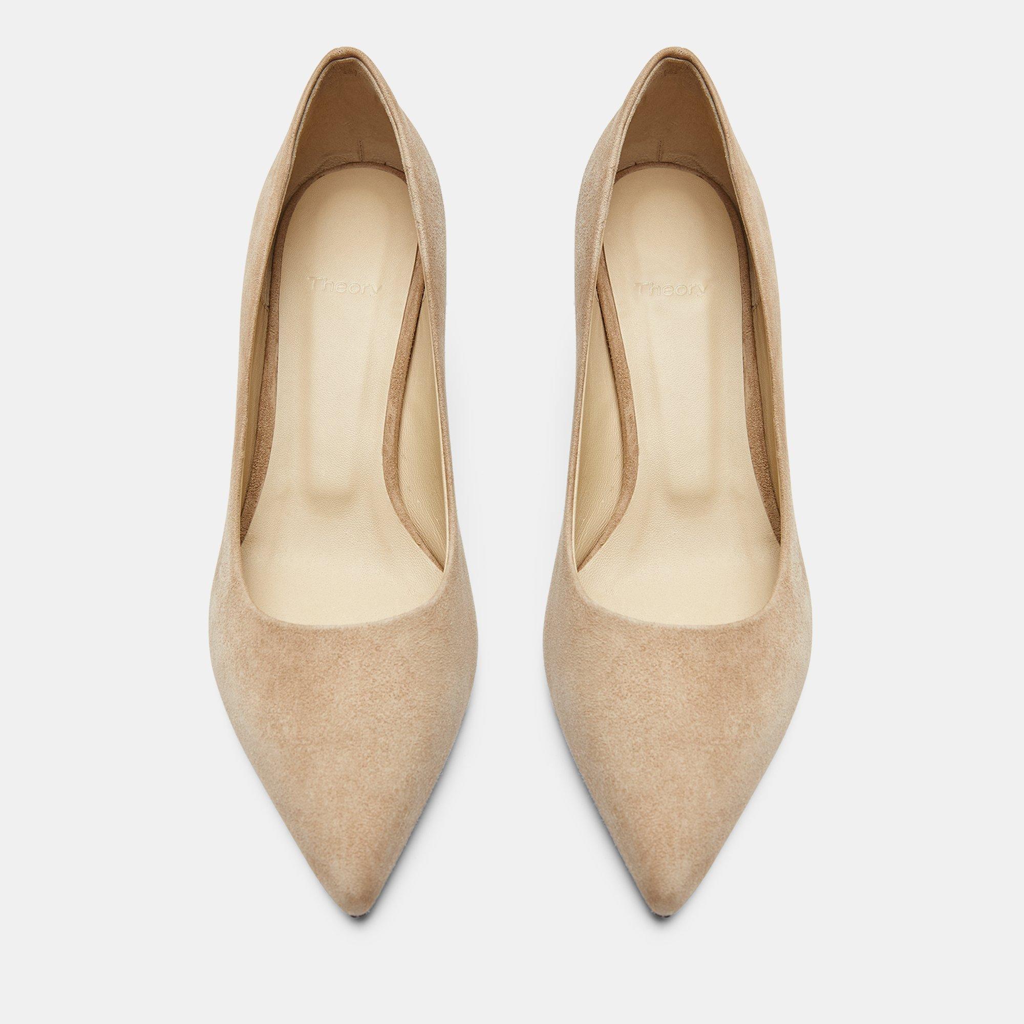 Beige Suede Pointed Toe Pump | Theory