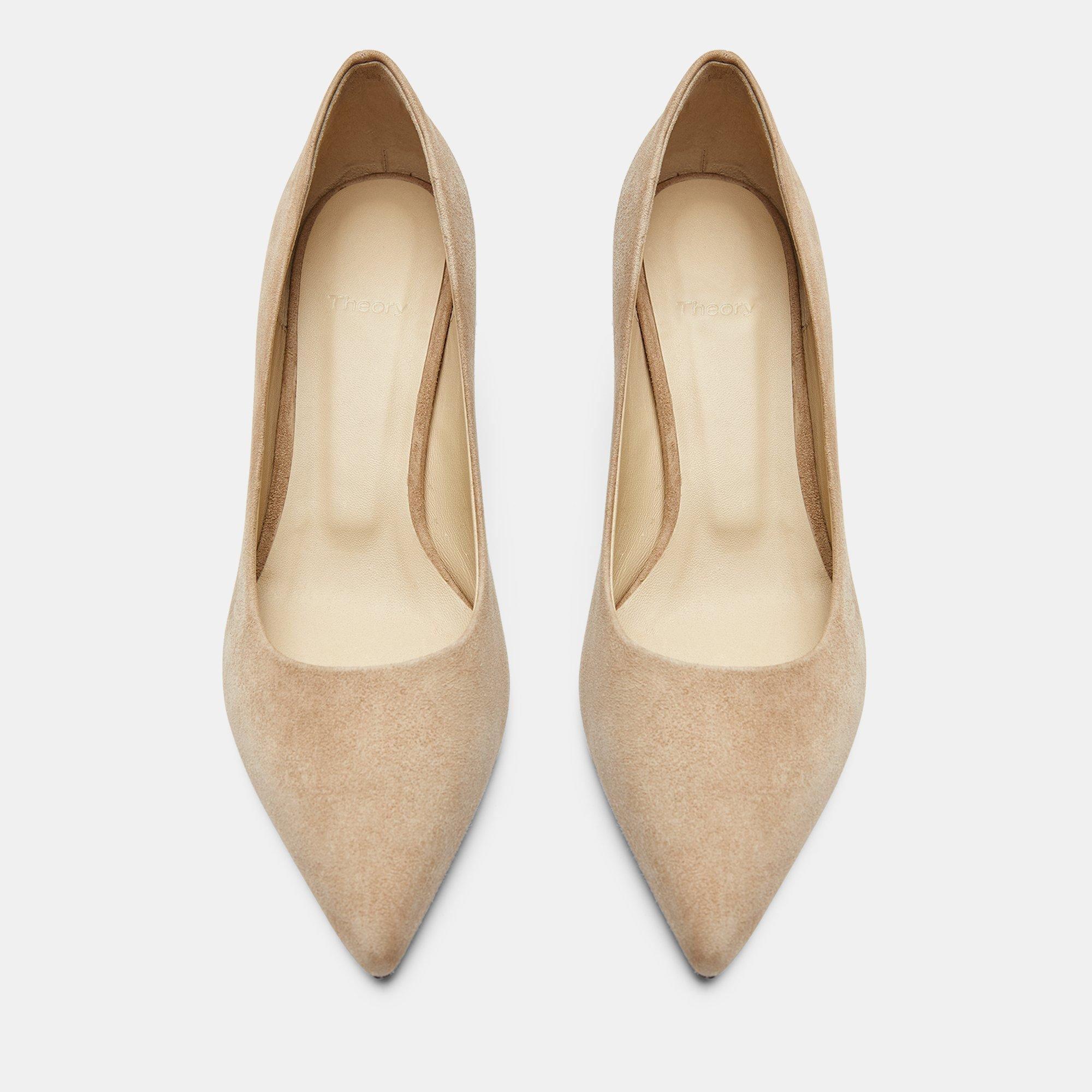 Beige Suede Pointed Toe Pump Theory