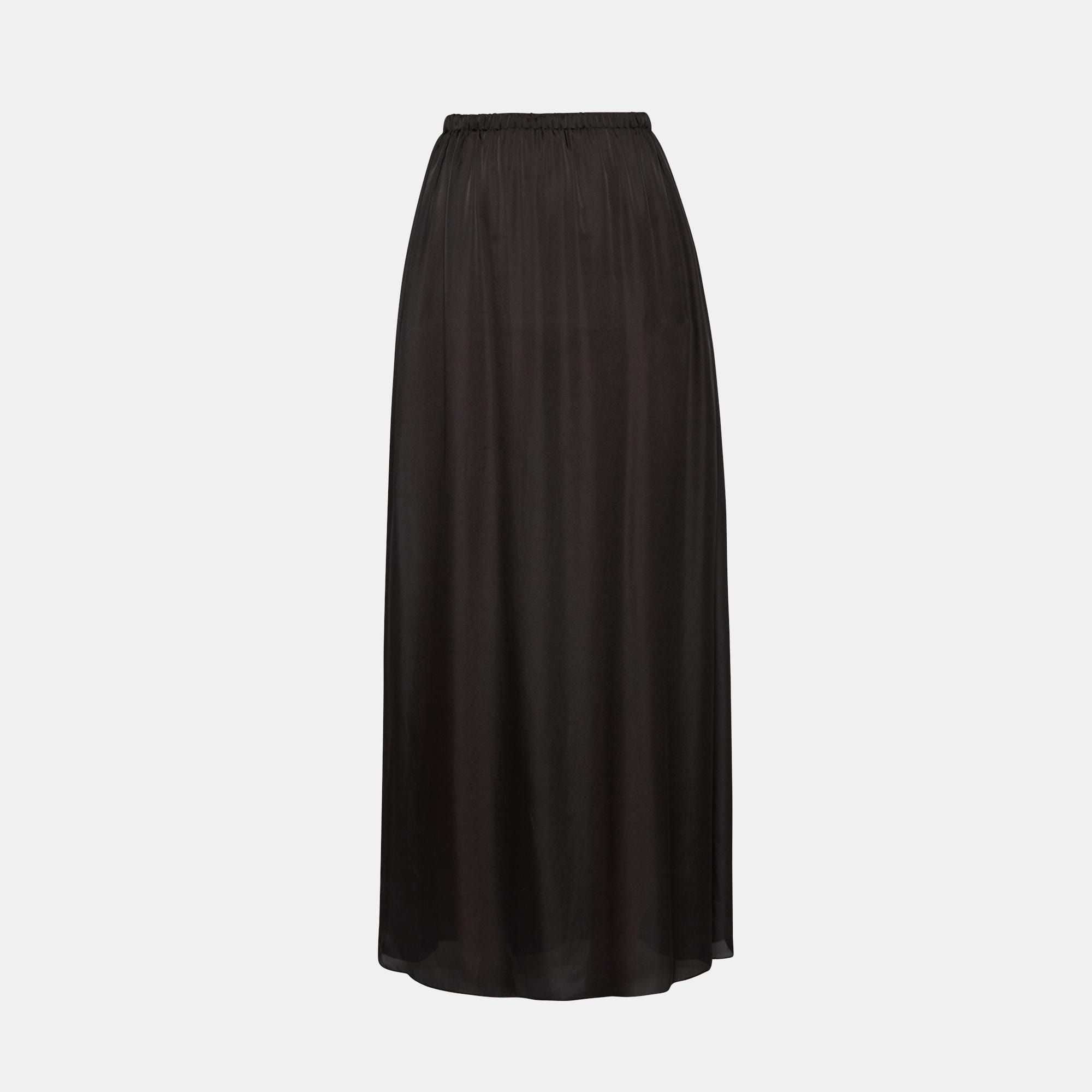 Silk Charmeuse Pull-On Skirt