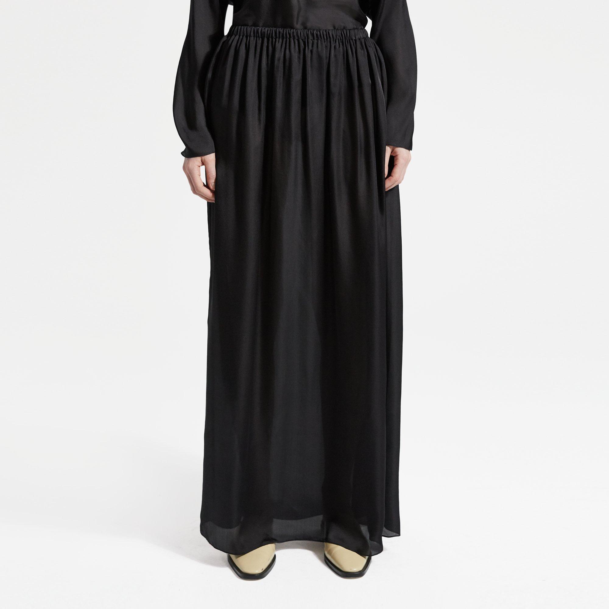 Silk Charmeuse Pull-On Skirt