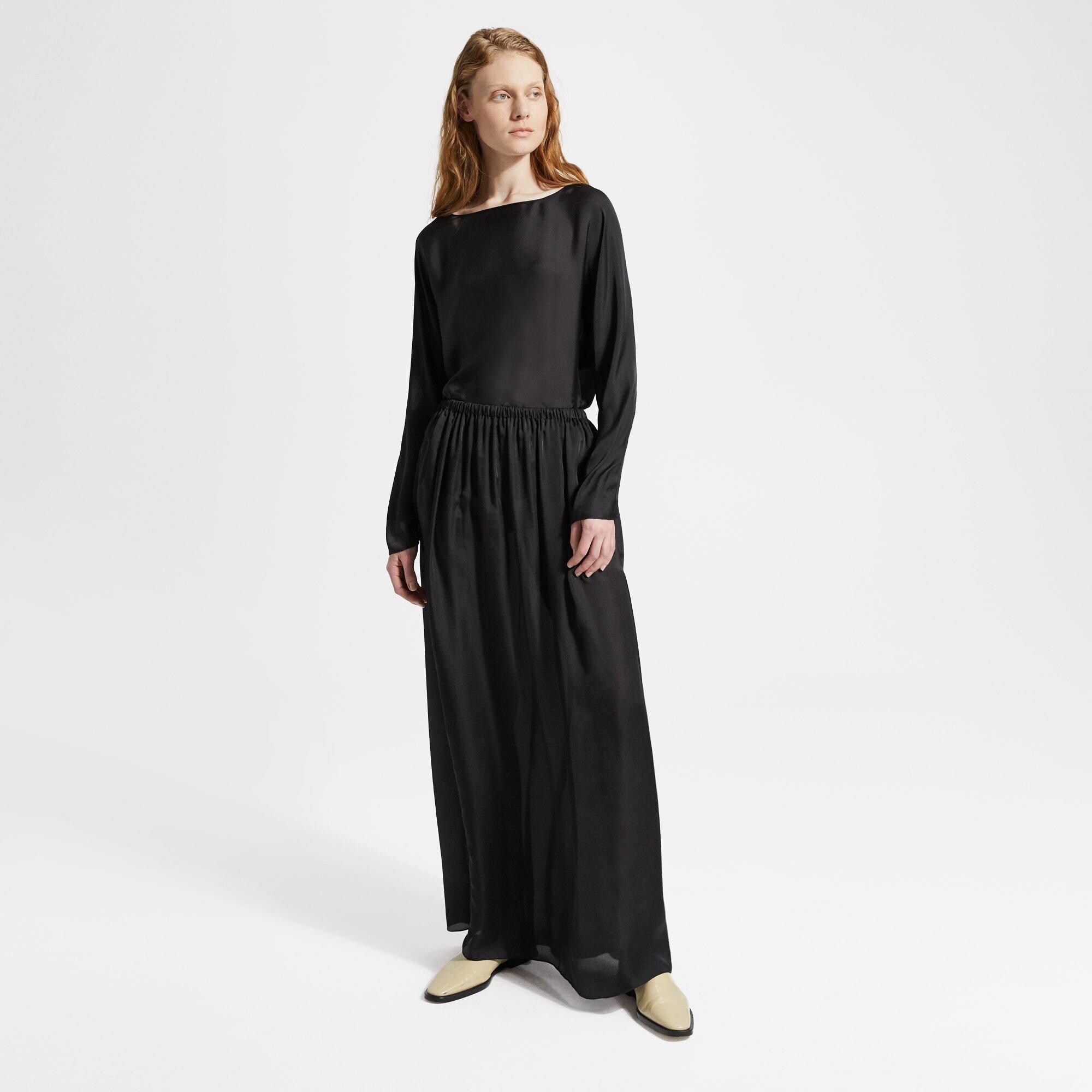 Silk Charmeuse Pull-On Skirt