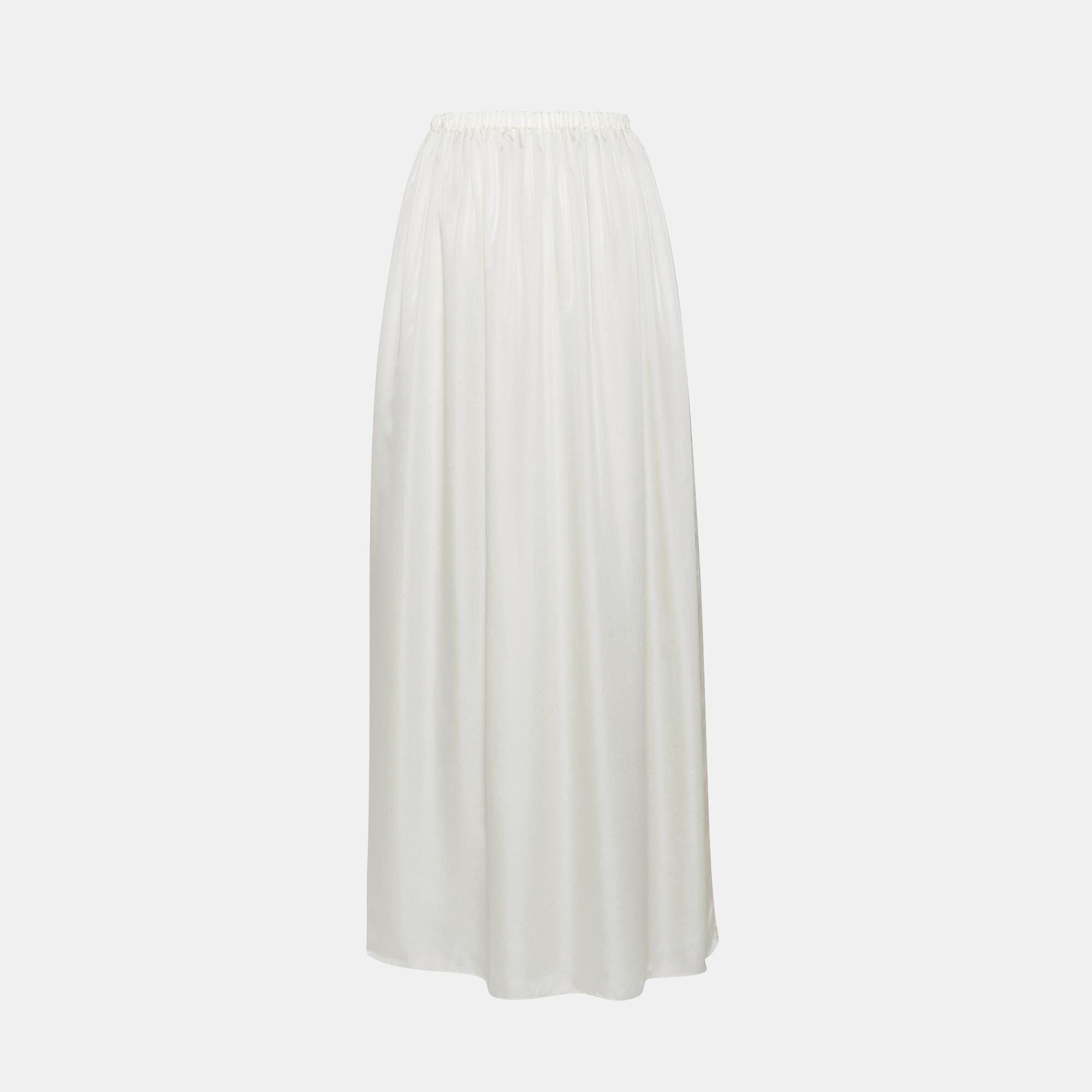 Silk Charmeuse Pull-On Skirt