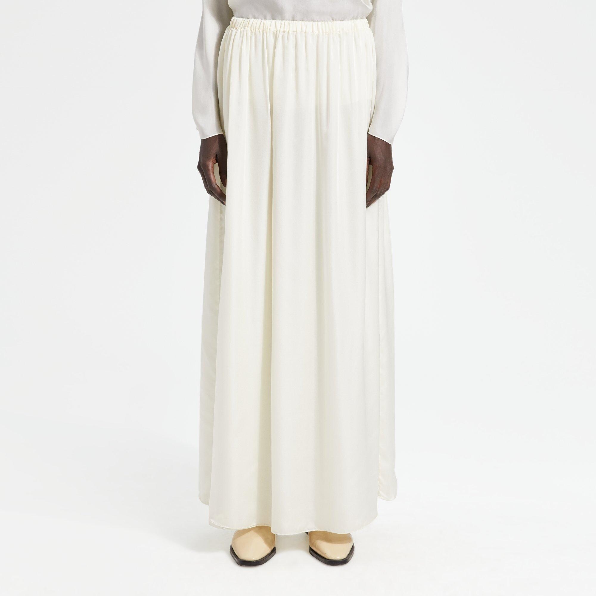 Silk Charmeuse Pull-On Skirt