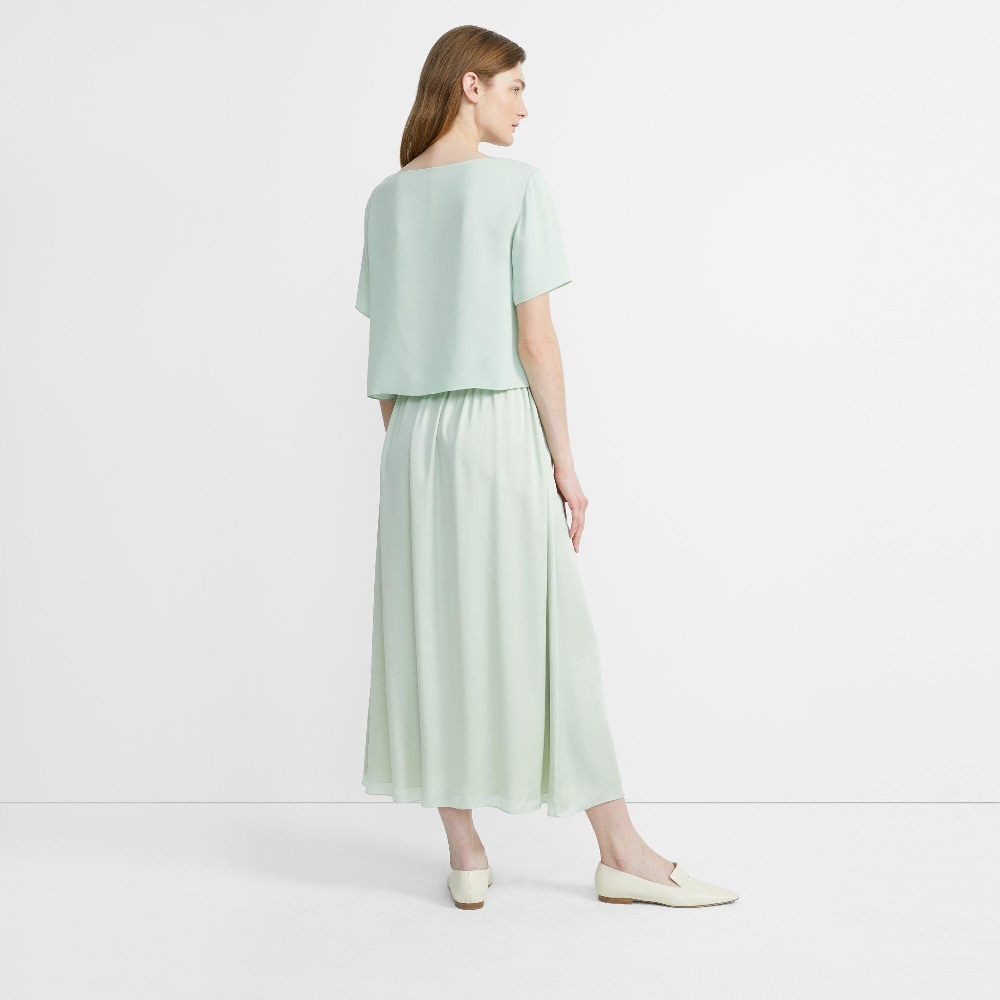 Silk Charmeuse Pull-On Skirt