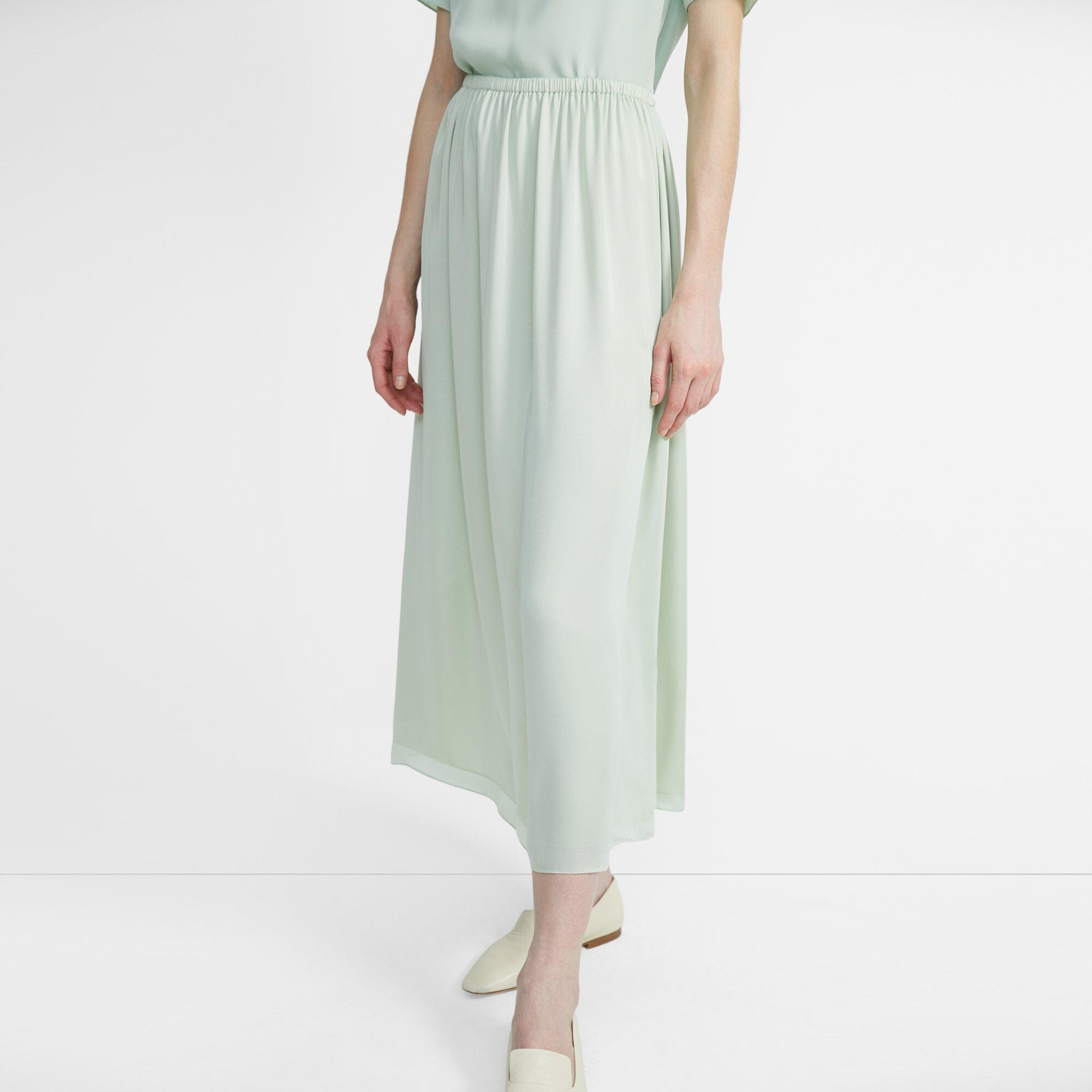 Silk Charmeuse Pull-On Skirt