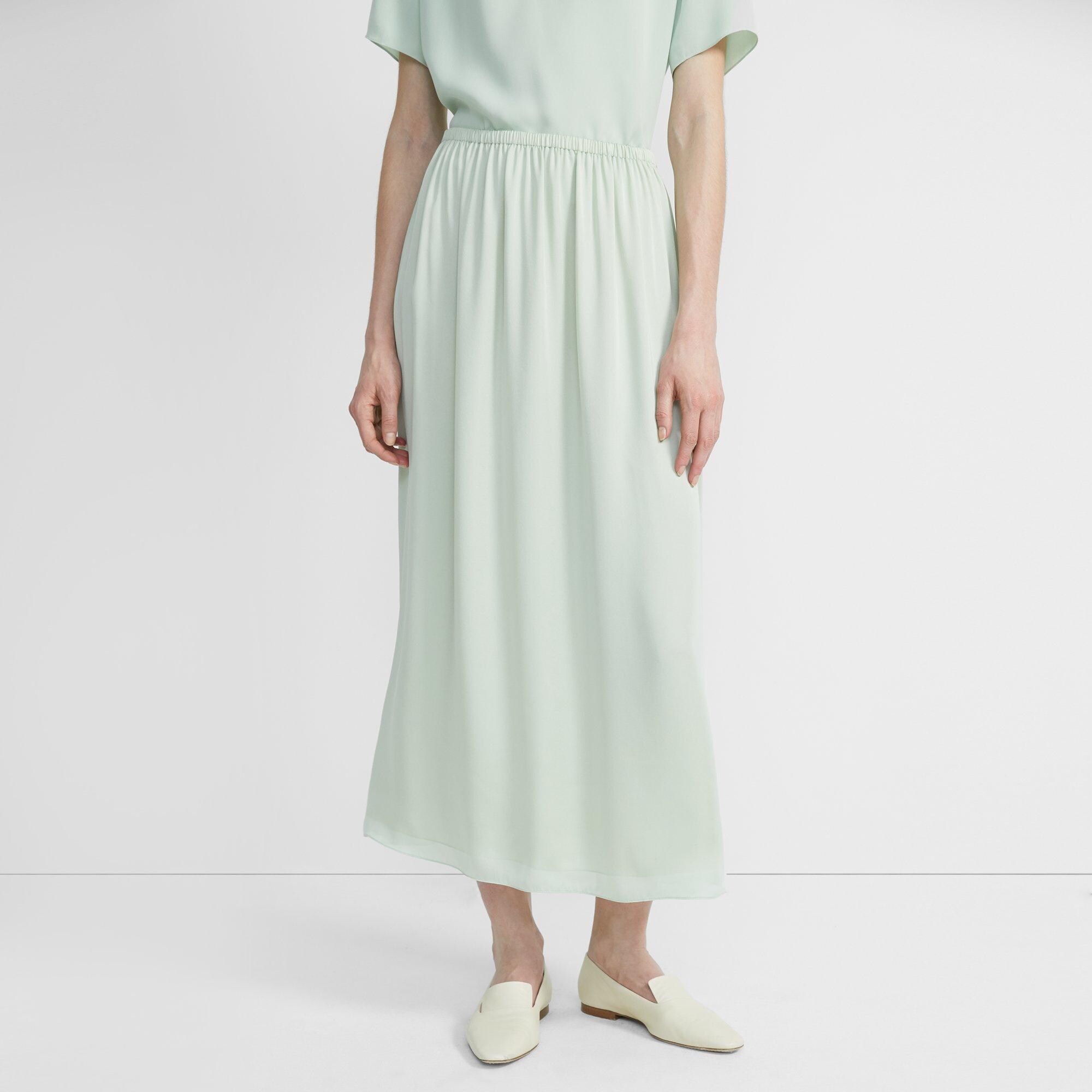 Silk Charmeuse Pull-On Skirt