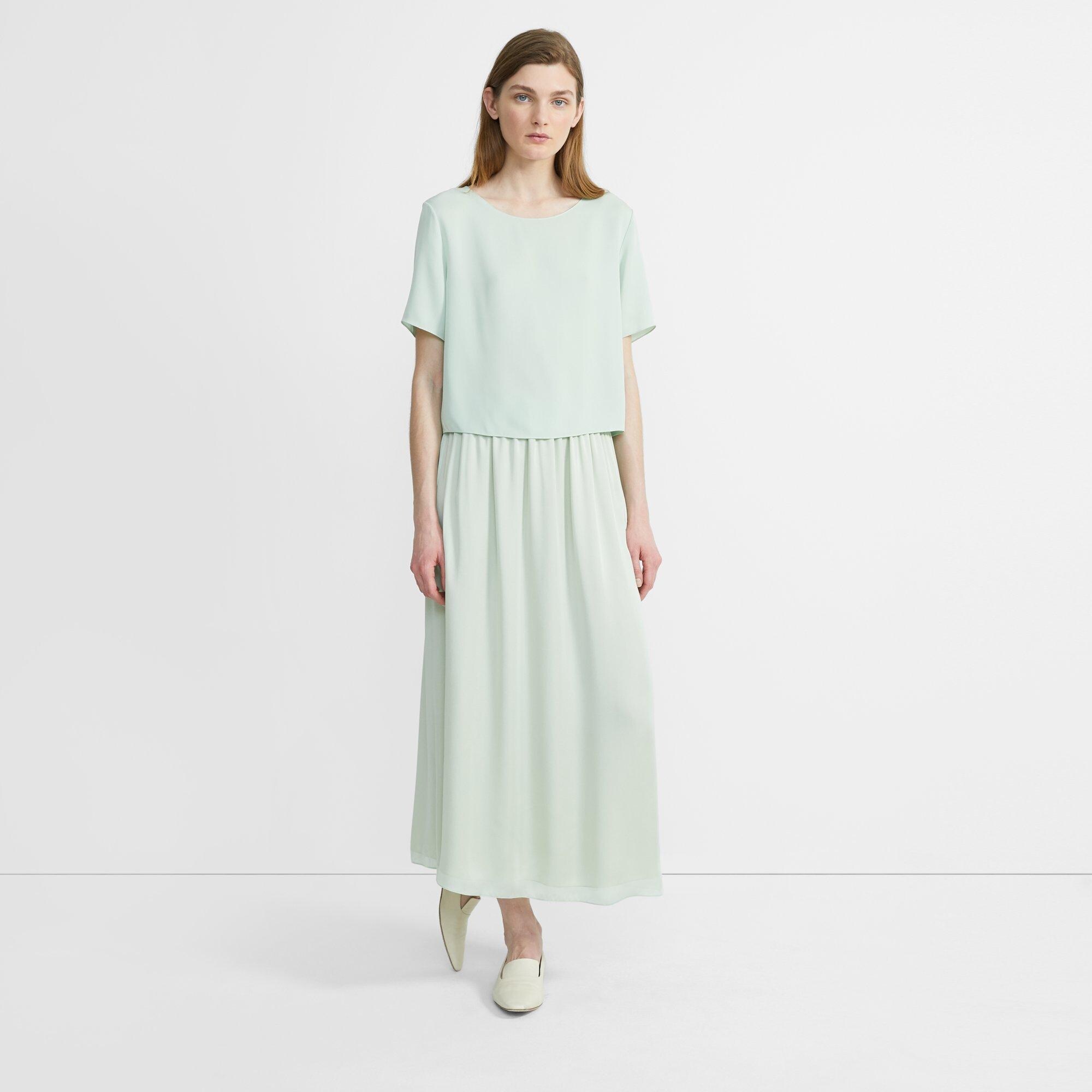 Silk Charmeuse Pull-On Skirt