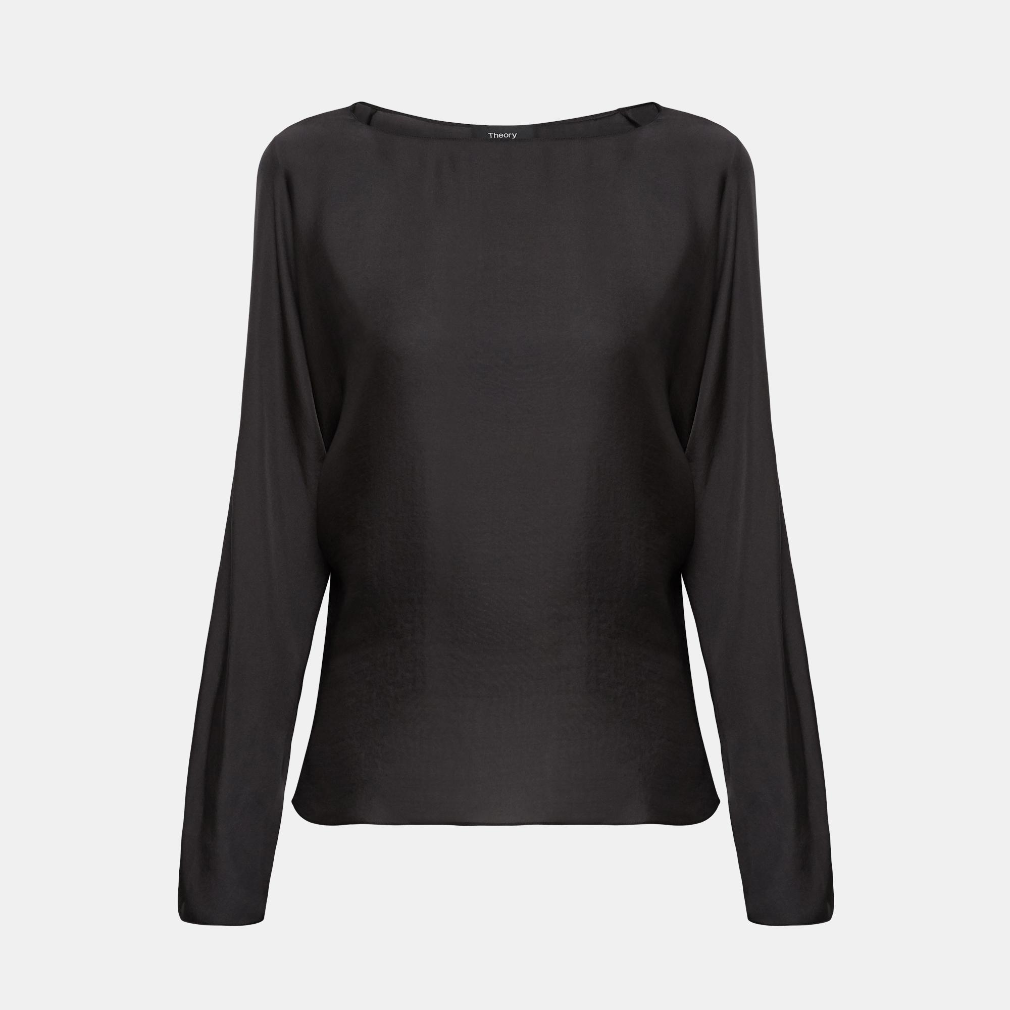 Silk Charmeuse Dolman-Sleeve Top