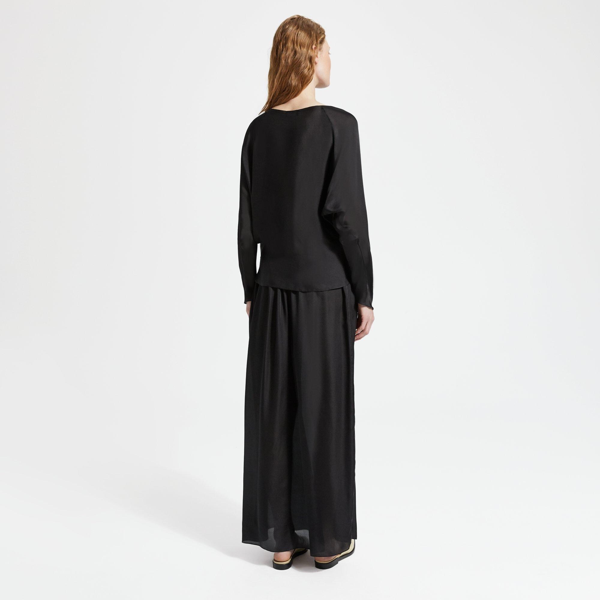 Silk Charmeuse Dolman-Sleeve Top