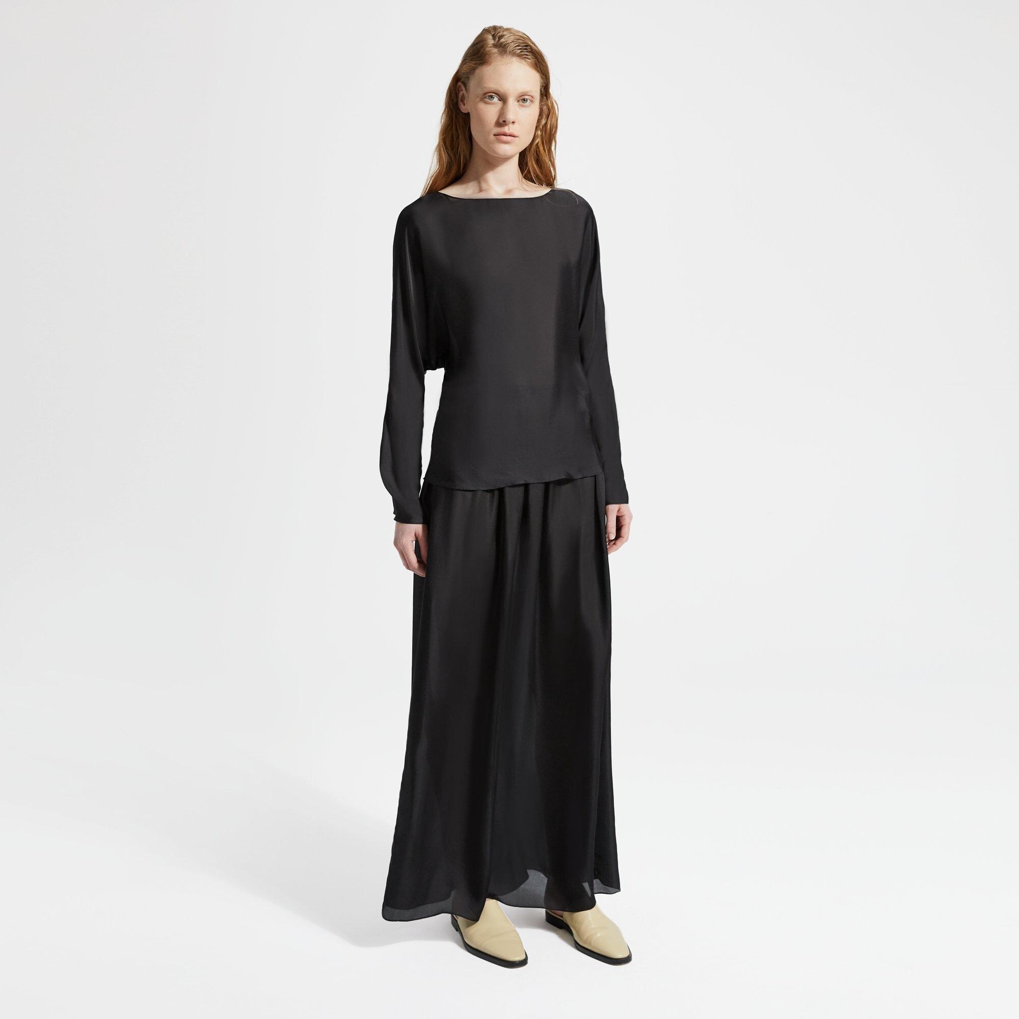 Silk Charmeuse Dolman-Sleeve Top