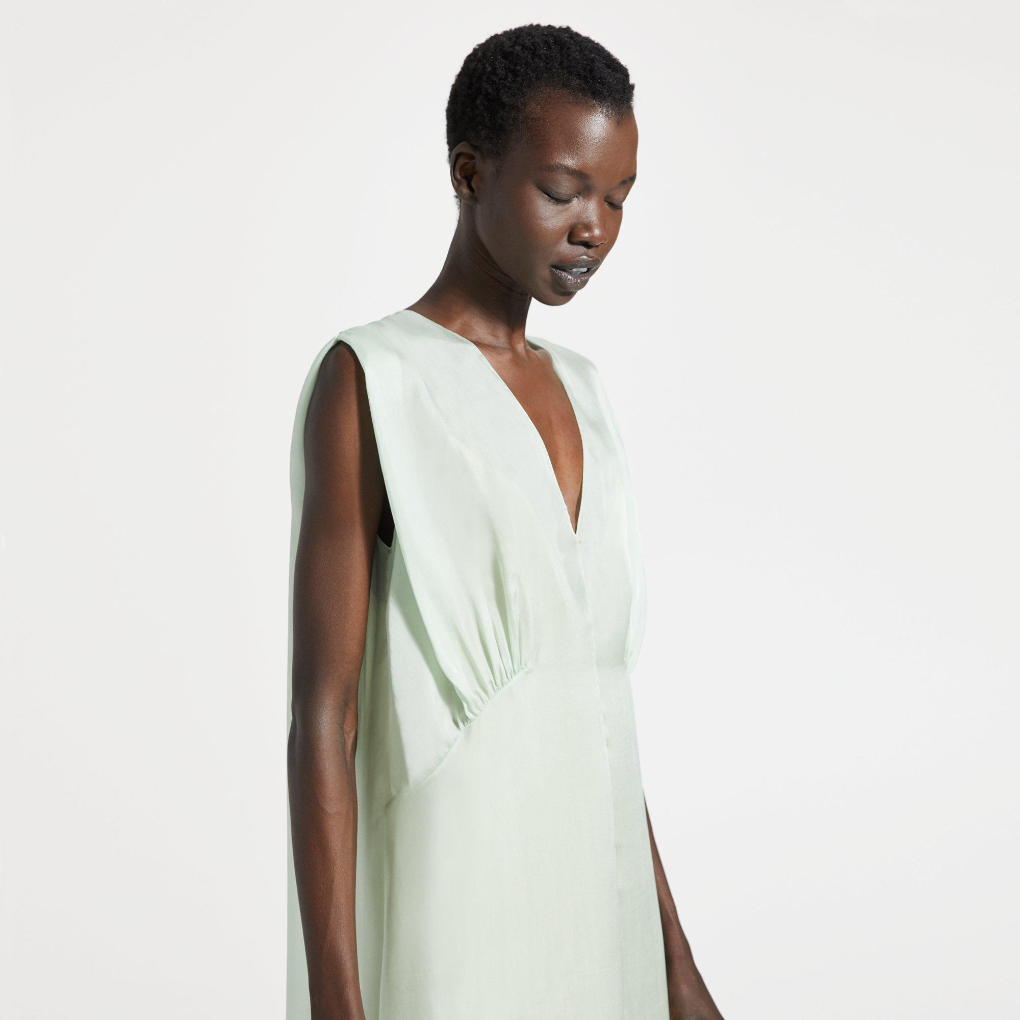Silk Charmeuse Bodice Drape Dress