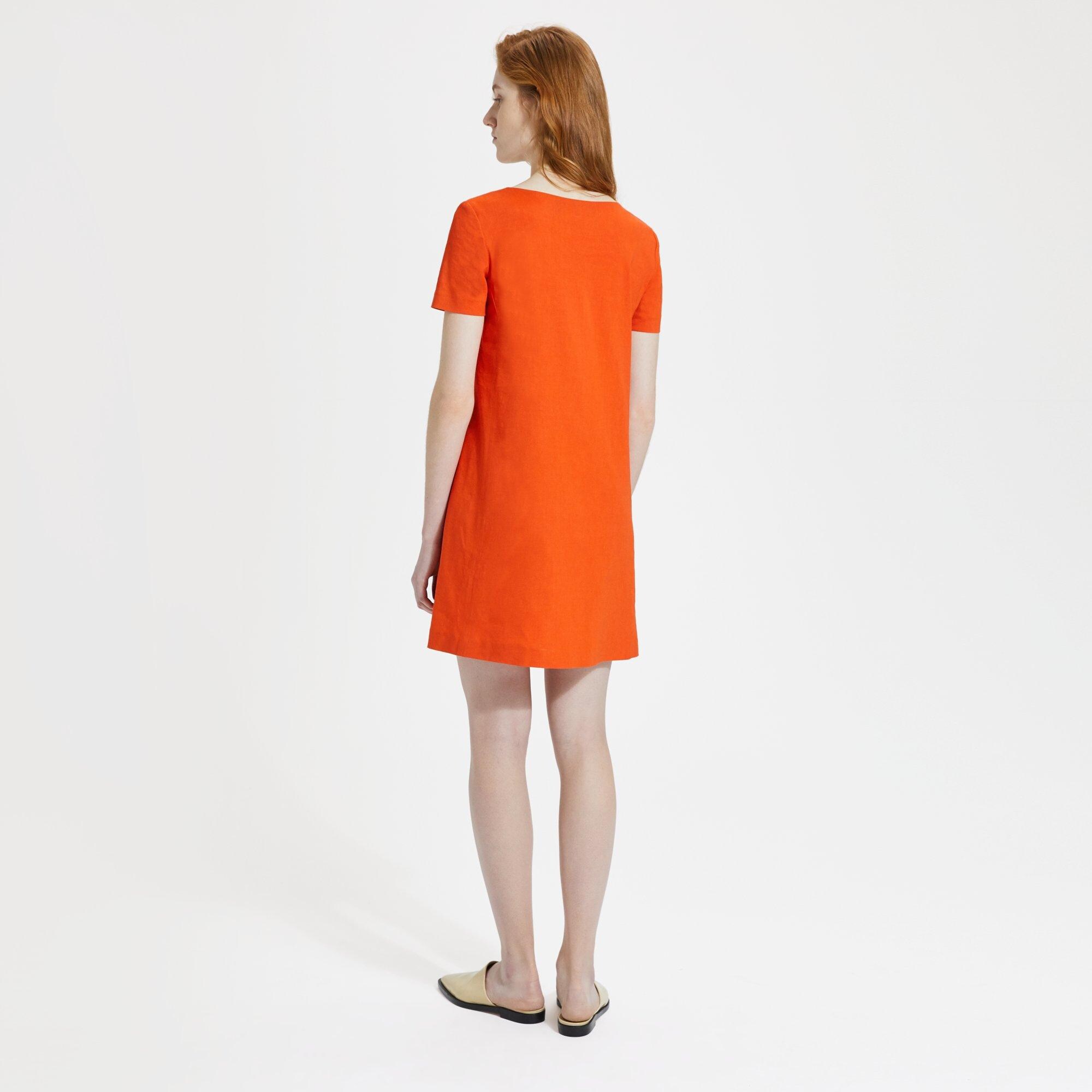 Theory Official Site Panel Shift Dress In Good Linen